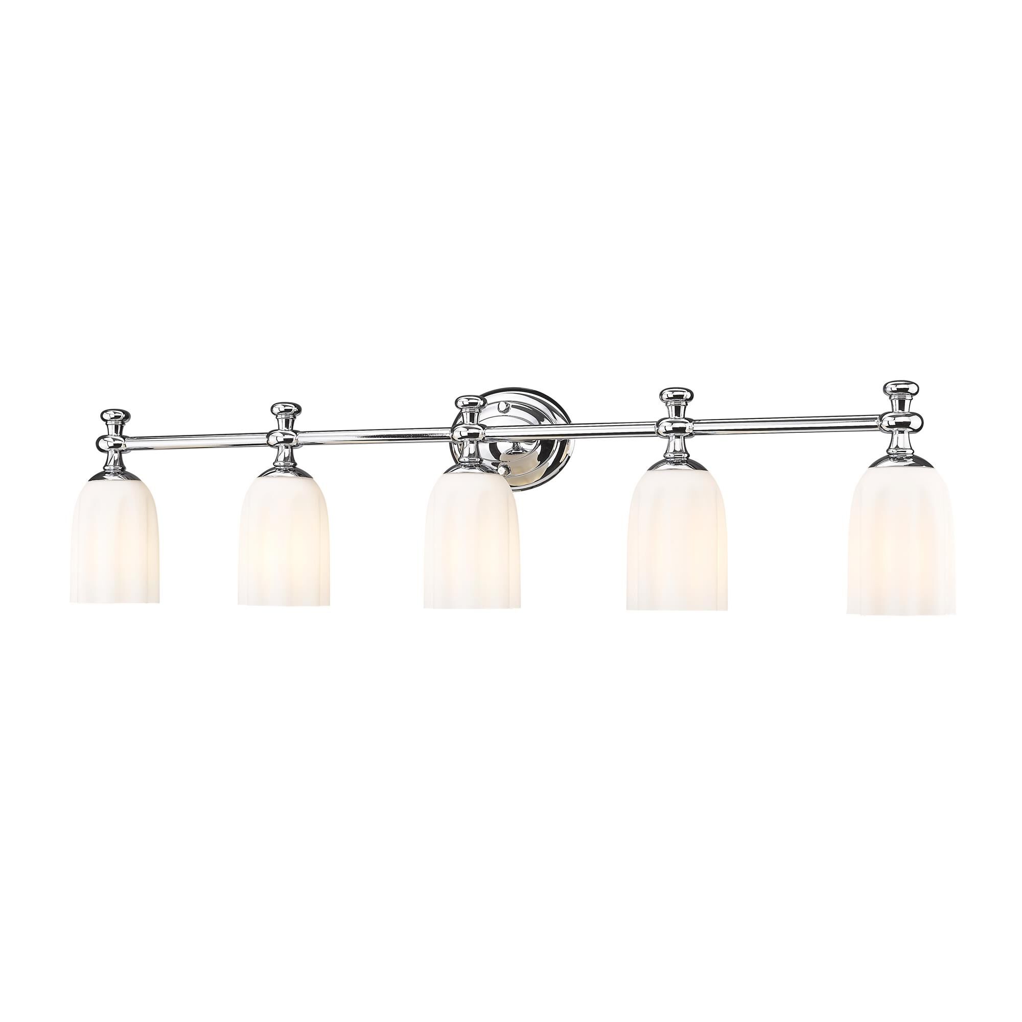 Shown in Chrome finish and Opal Etched glass and Opal Etched shade