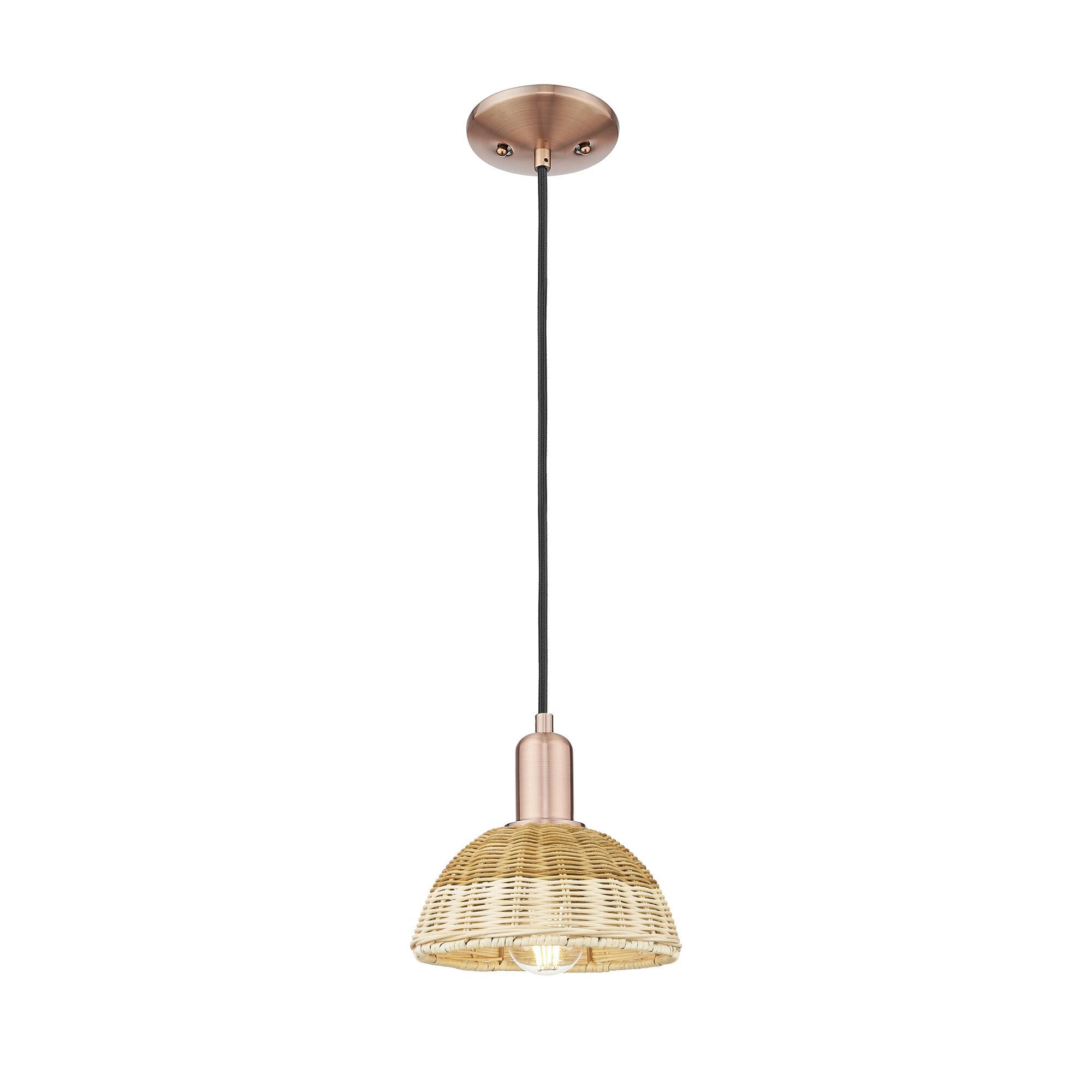 Shown in Antique Copper finish and Natural shade