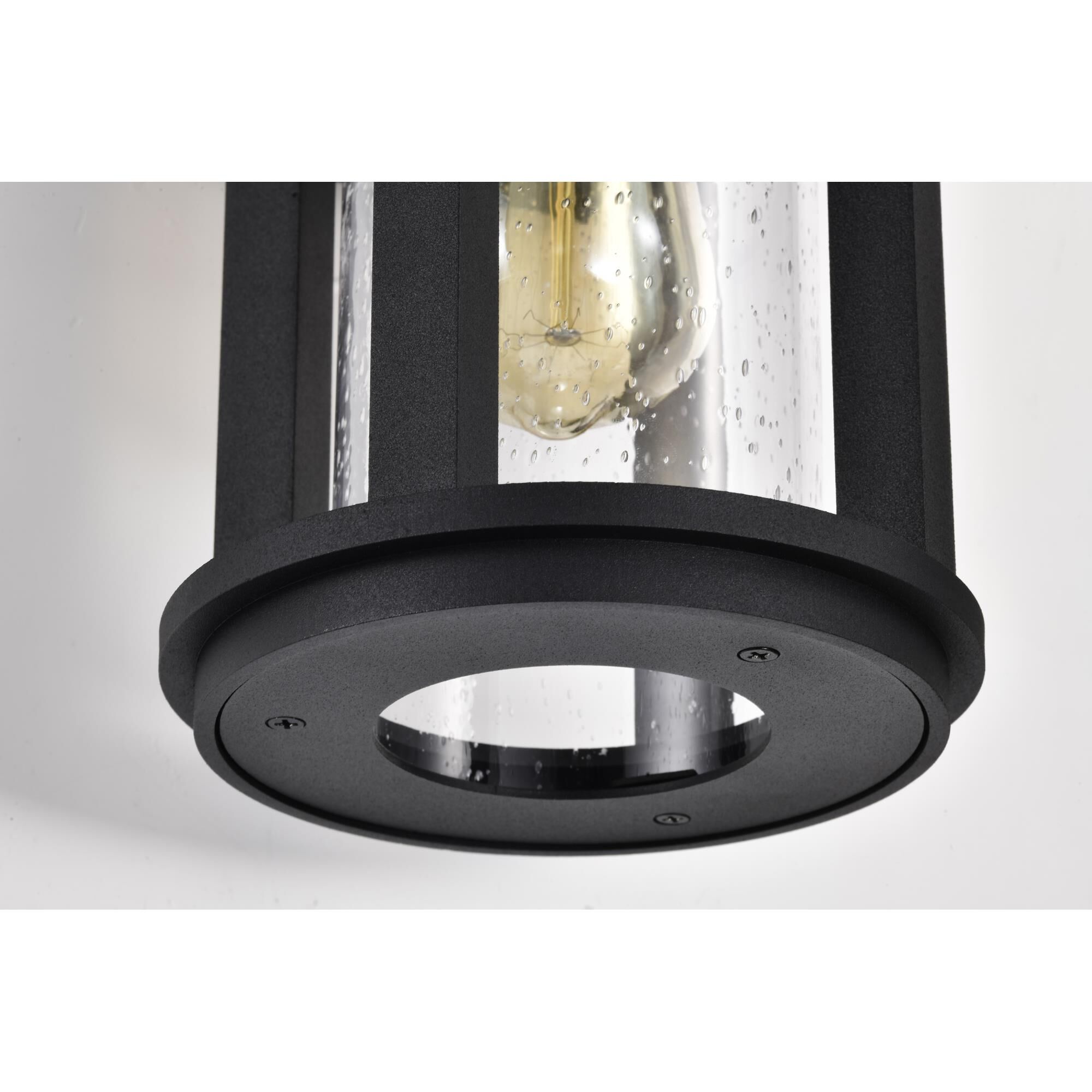 Shown in Matte Black finish and Clear Seeded glass