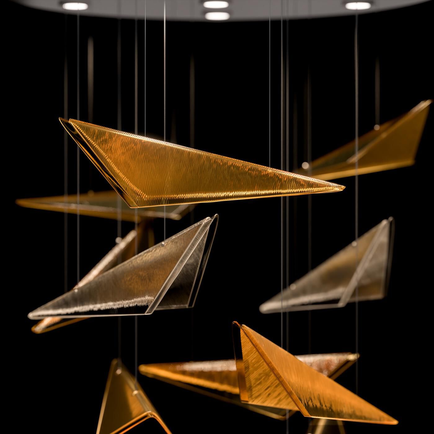 Shown in Silver finish and Amber Linear glass