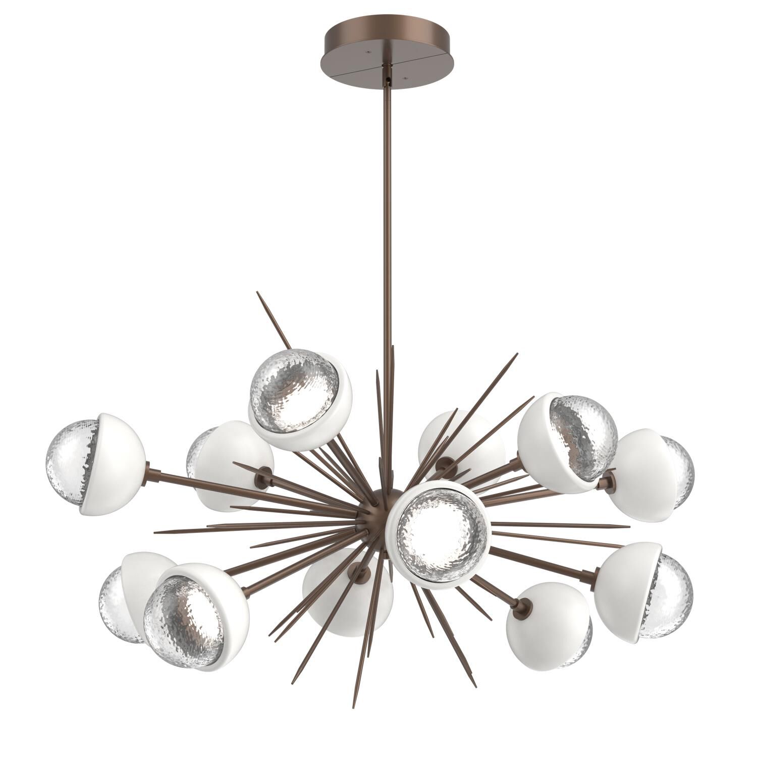 Shown in Burnished Bronze finish and Clear glass and Salt White accent