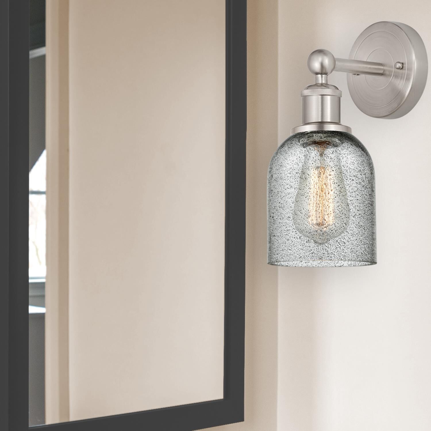 Shown in Brushed Satin Nickel  finish and Charcoal glass