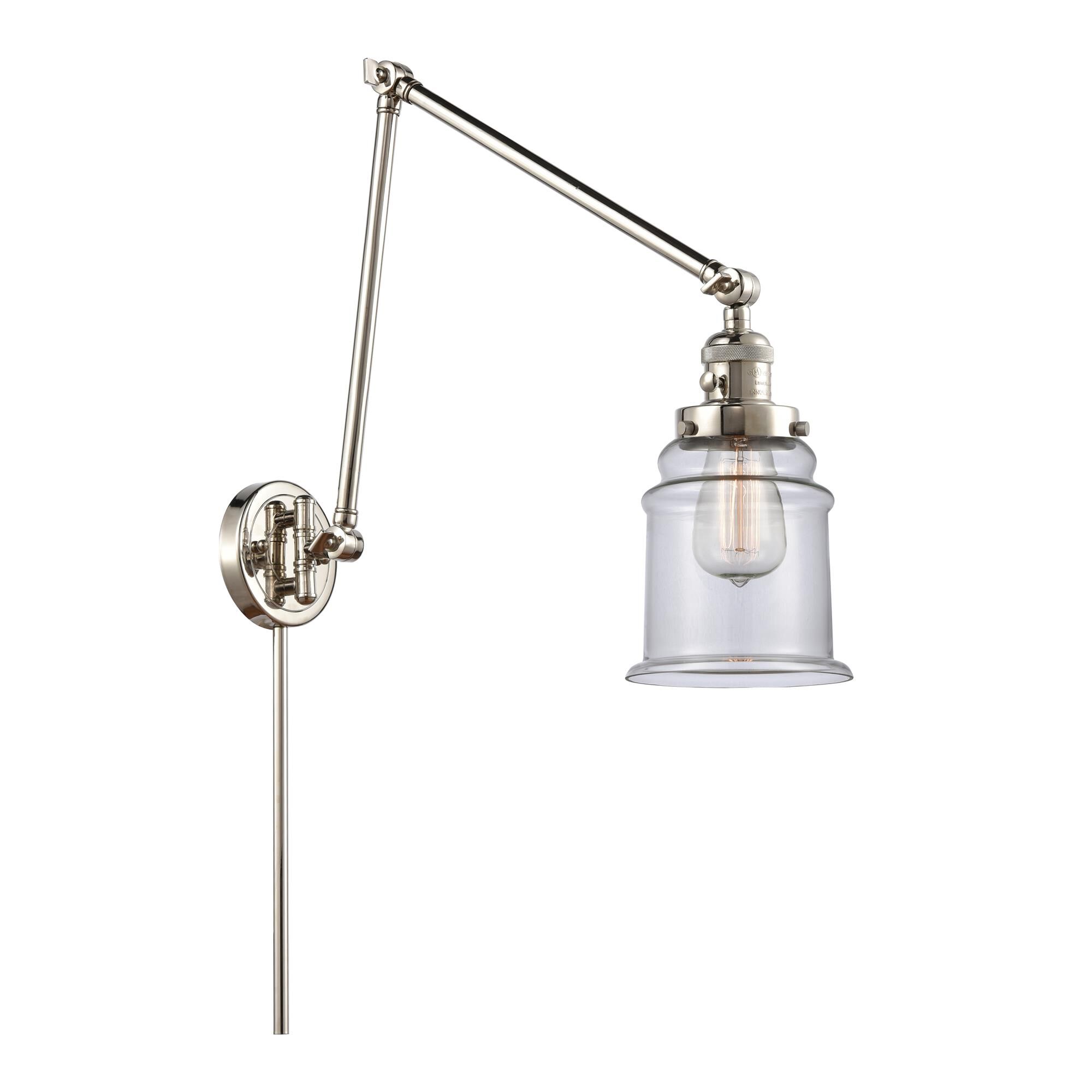 Shown in Polished Nickel finish and Clear Canton glass
