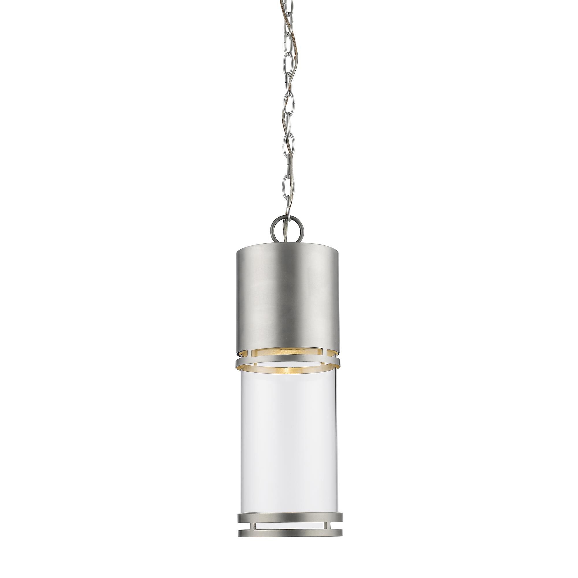 Shown in Brushed Aluminum finish and Glass shade