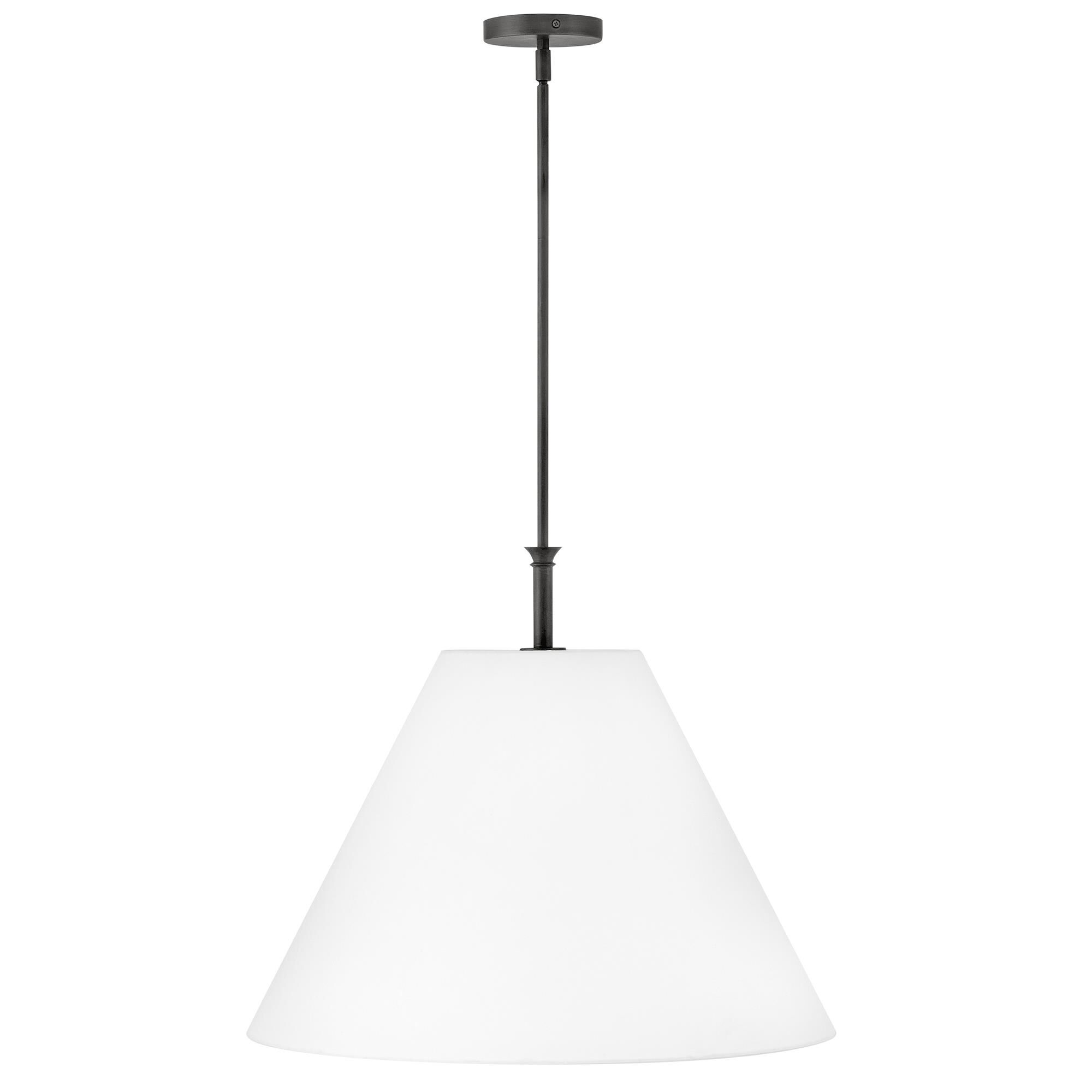 Shown in Blackened Brass finish and Off-White Linen shade