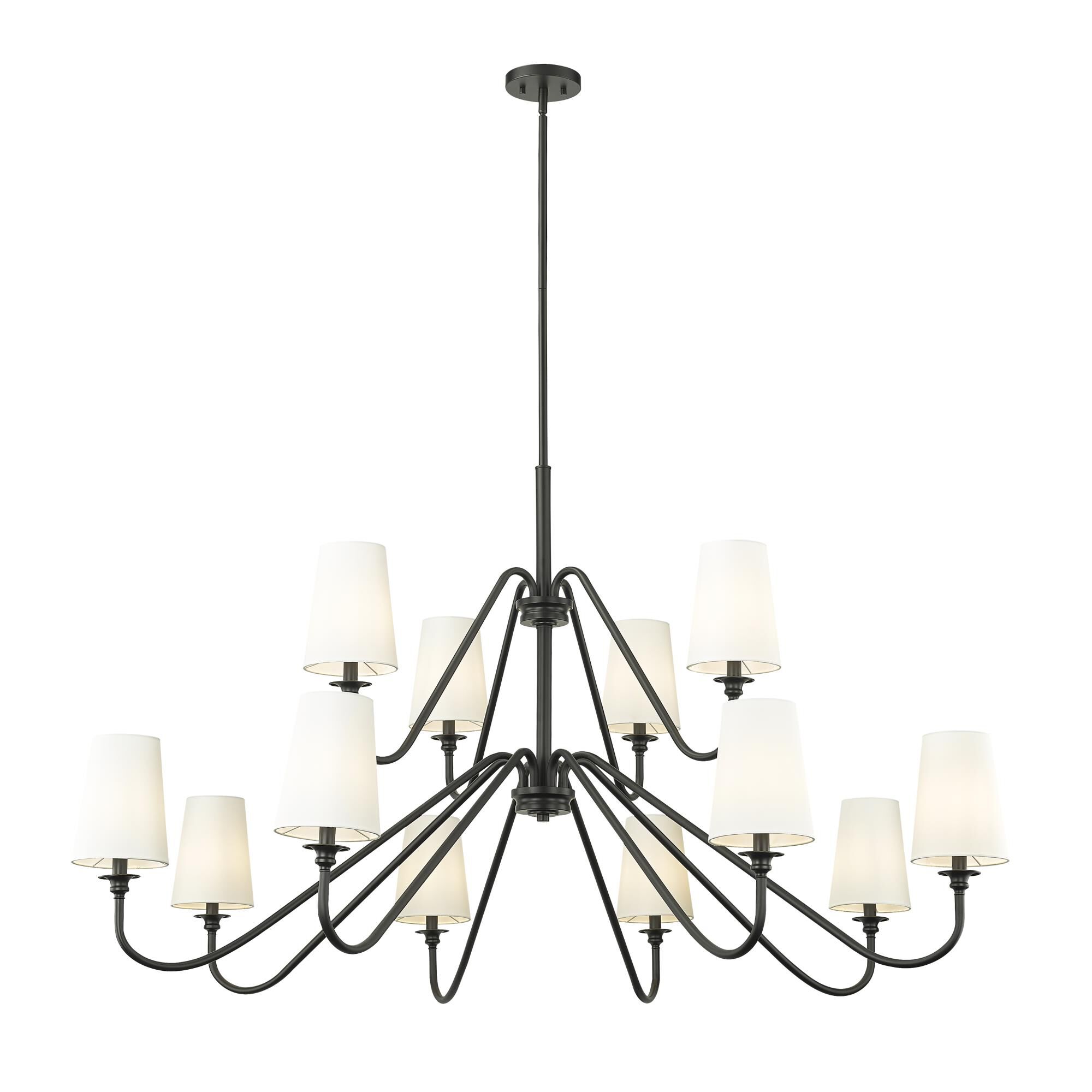 Shown in Matte Black finish and White glass and White shade