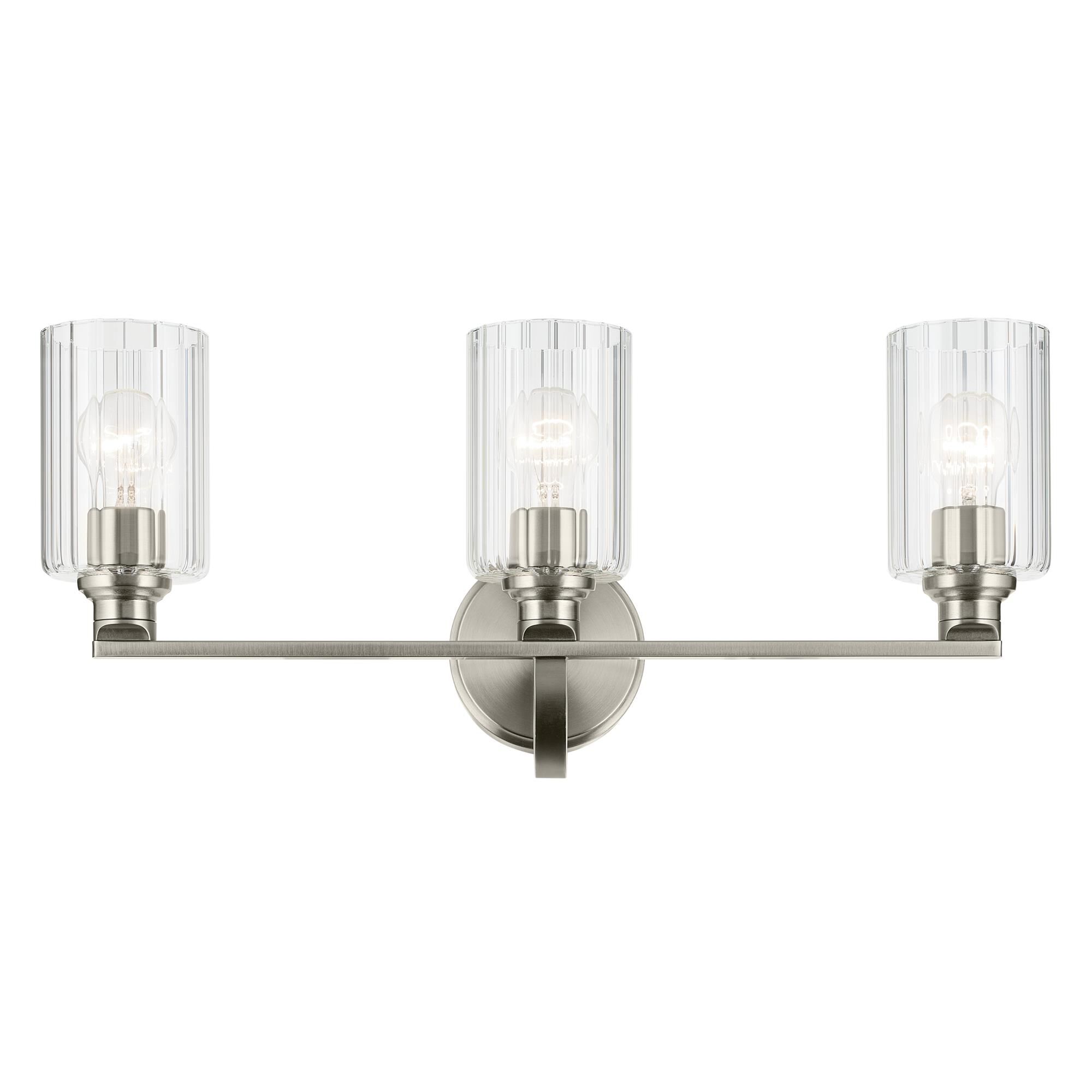Shown in Brushed Nickel finish and Clear Fluted glass