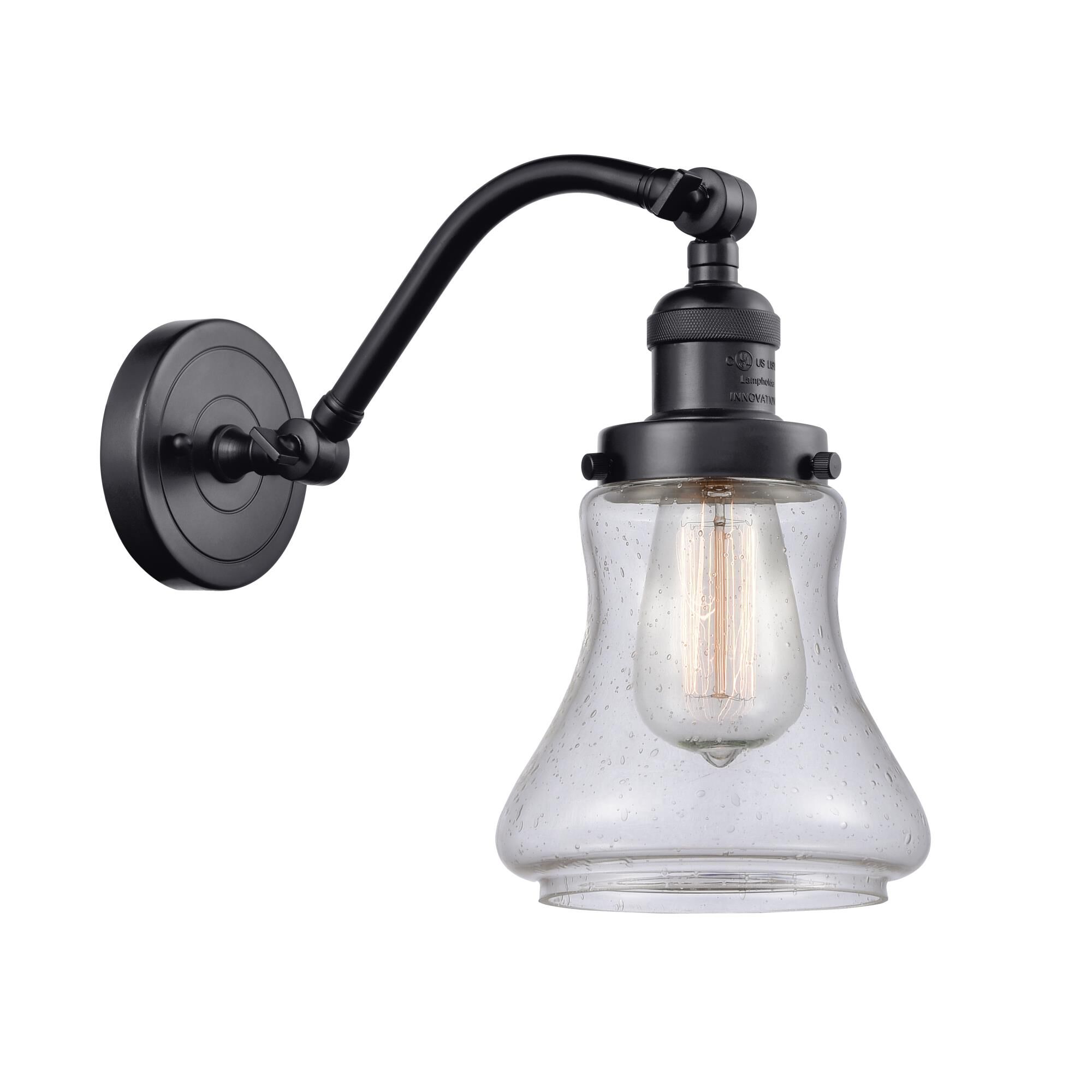 Shown in Matte Black finish and Seedy Bellmont glass