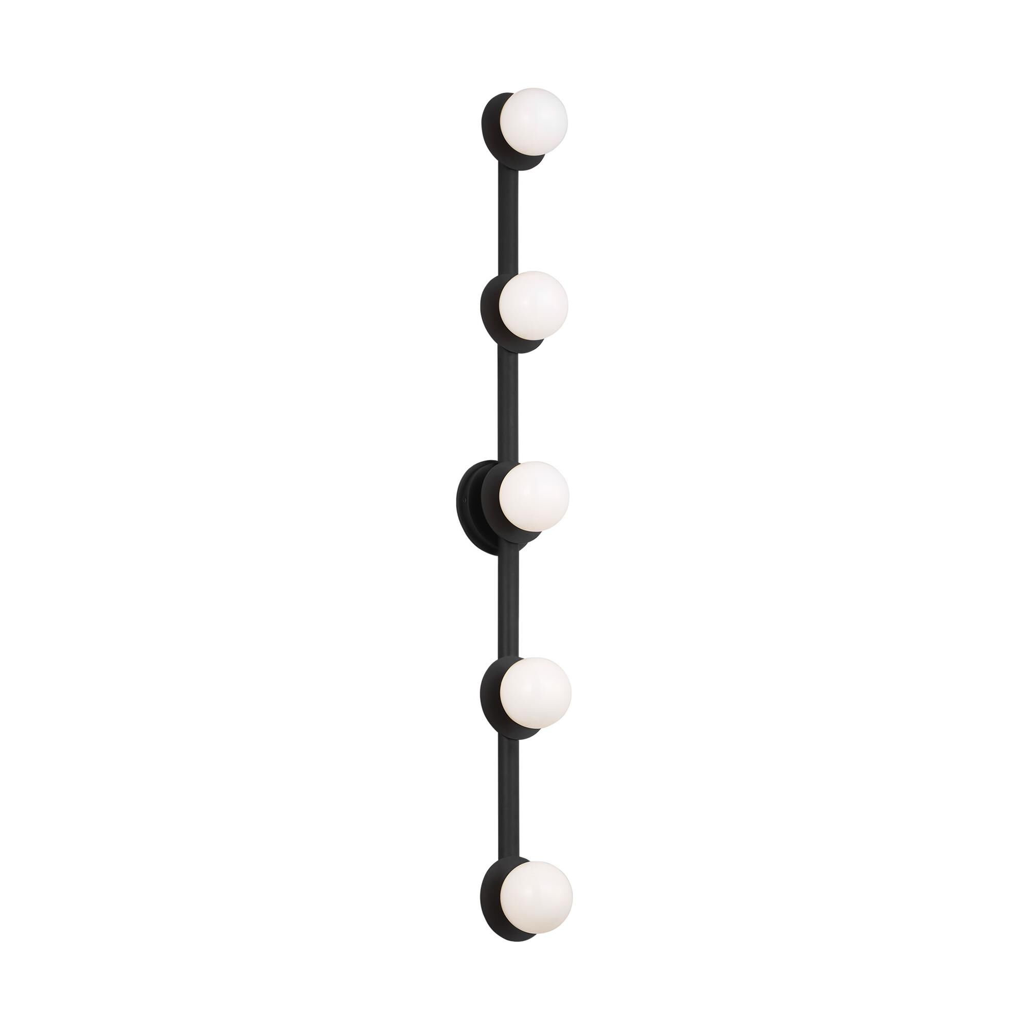 Shown in Midnight Black finish and Milk glass