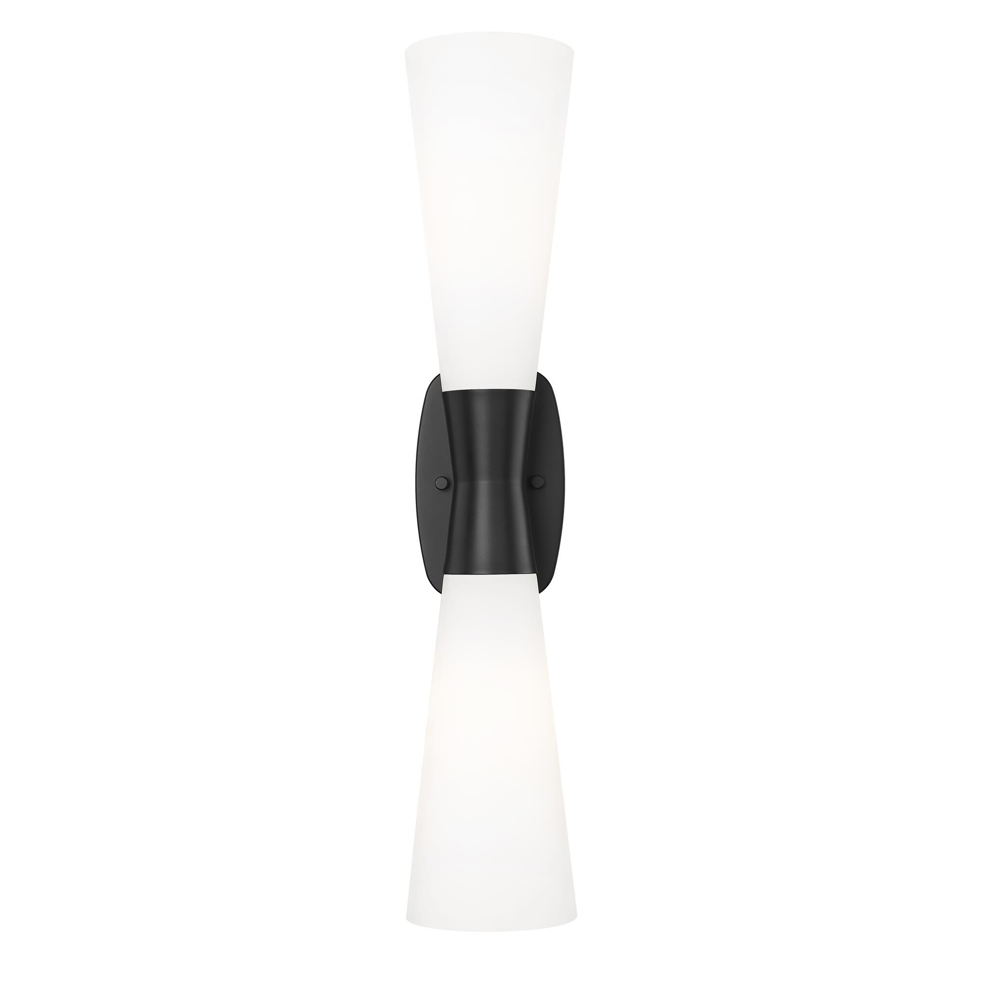 Shown in Matte Black finish and White Opal glass