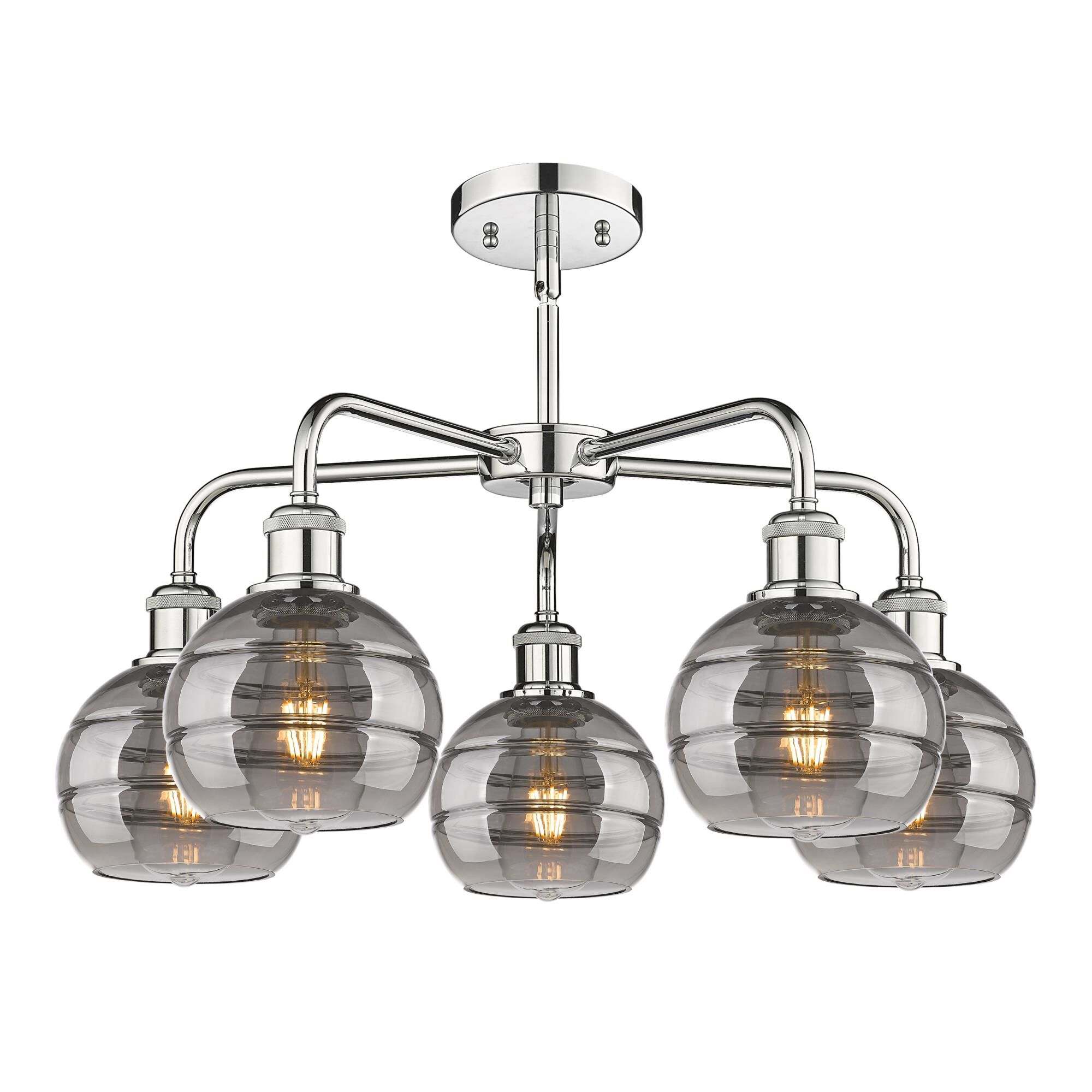 Shown in Polished Chrome finish and Light Smoke glass