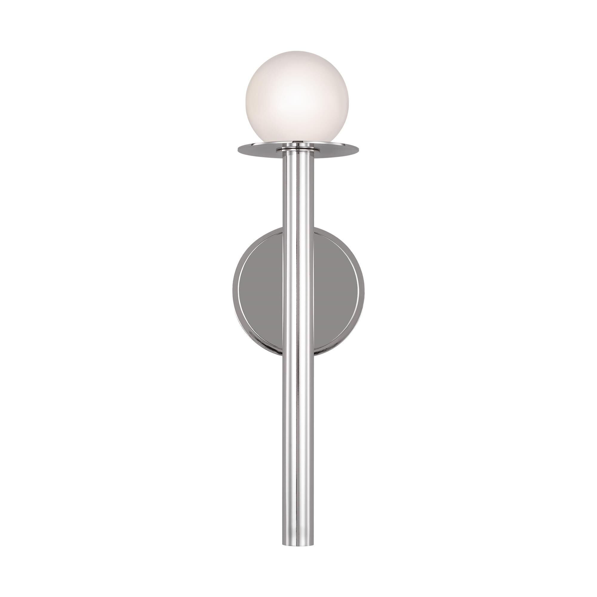 Shown in Polished Nickel finish and White Glass shade