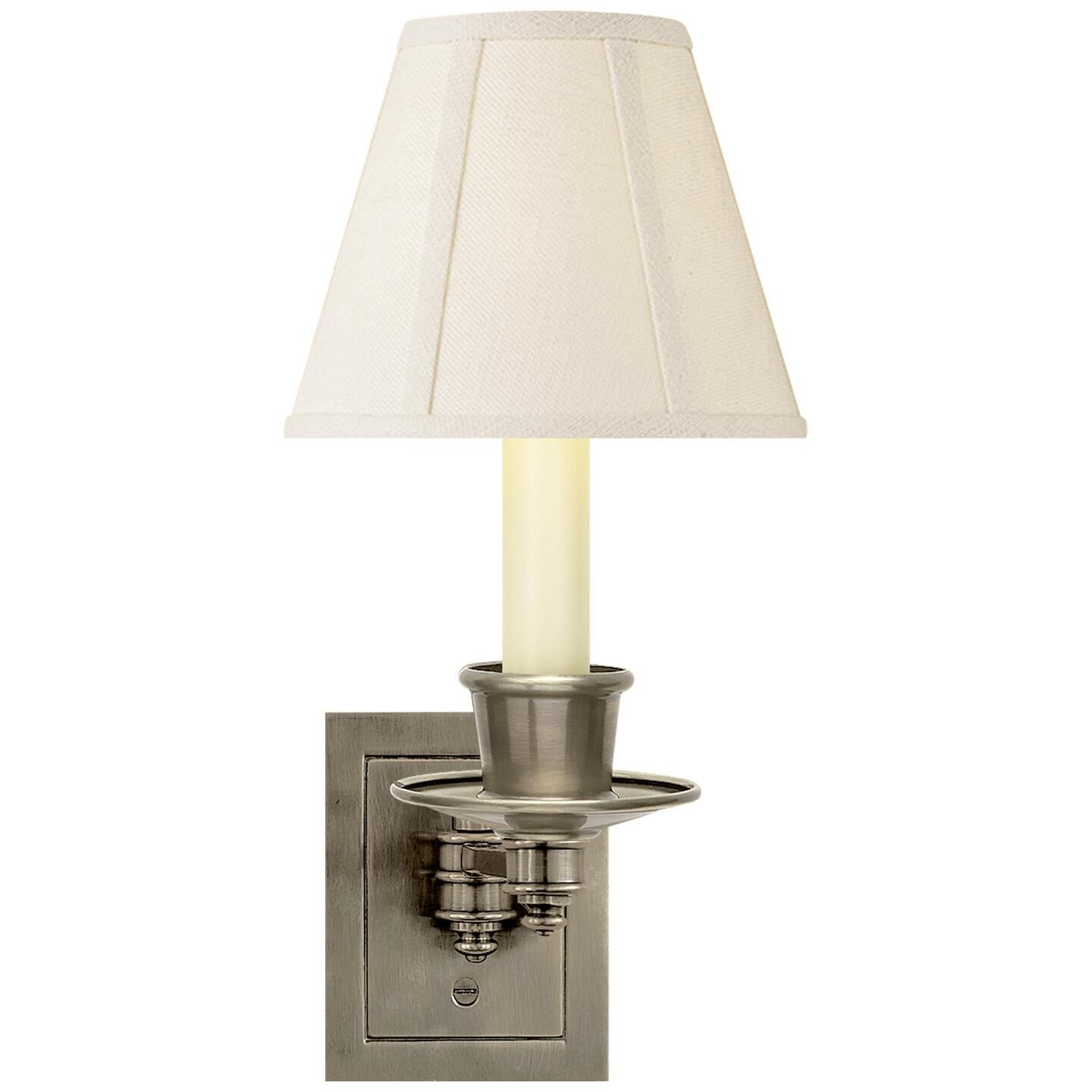 Shown in Antique Nickel finish and Linen shade