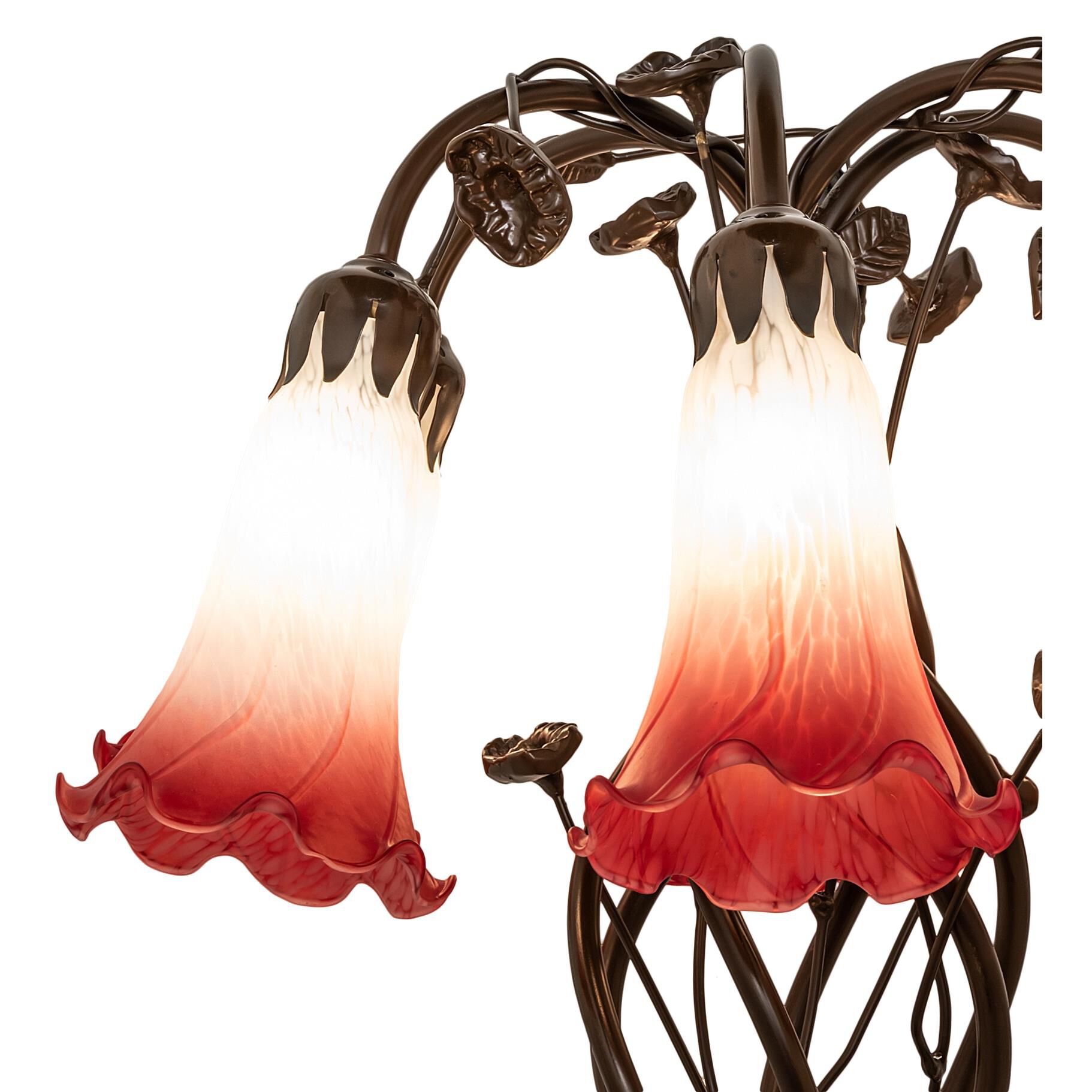 Red and White Pond Lily 19 Inch Table Lamp by Meyda Lighting