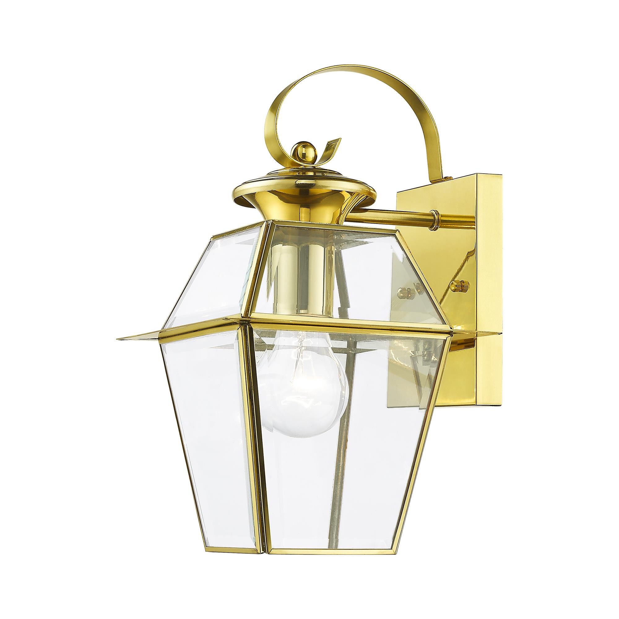 Shown in Polished Brass finish and Clear Beveled glass