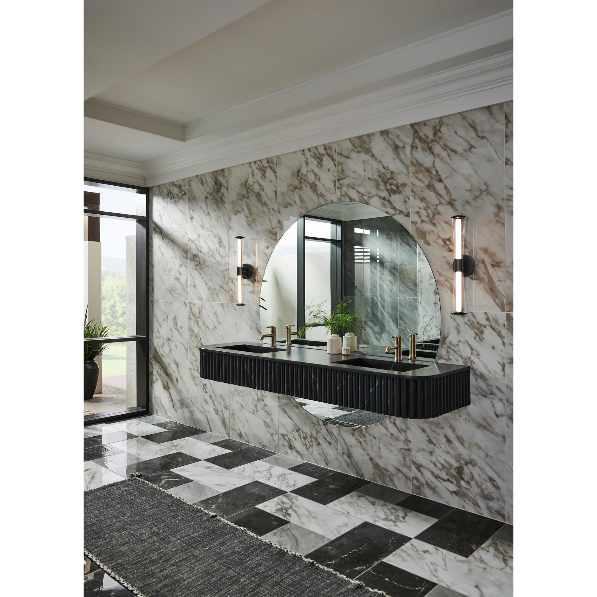 Shown in Black finish and Clear glass