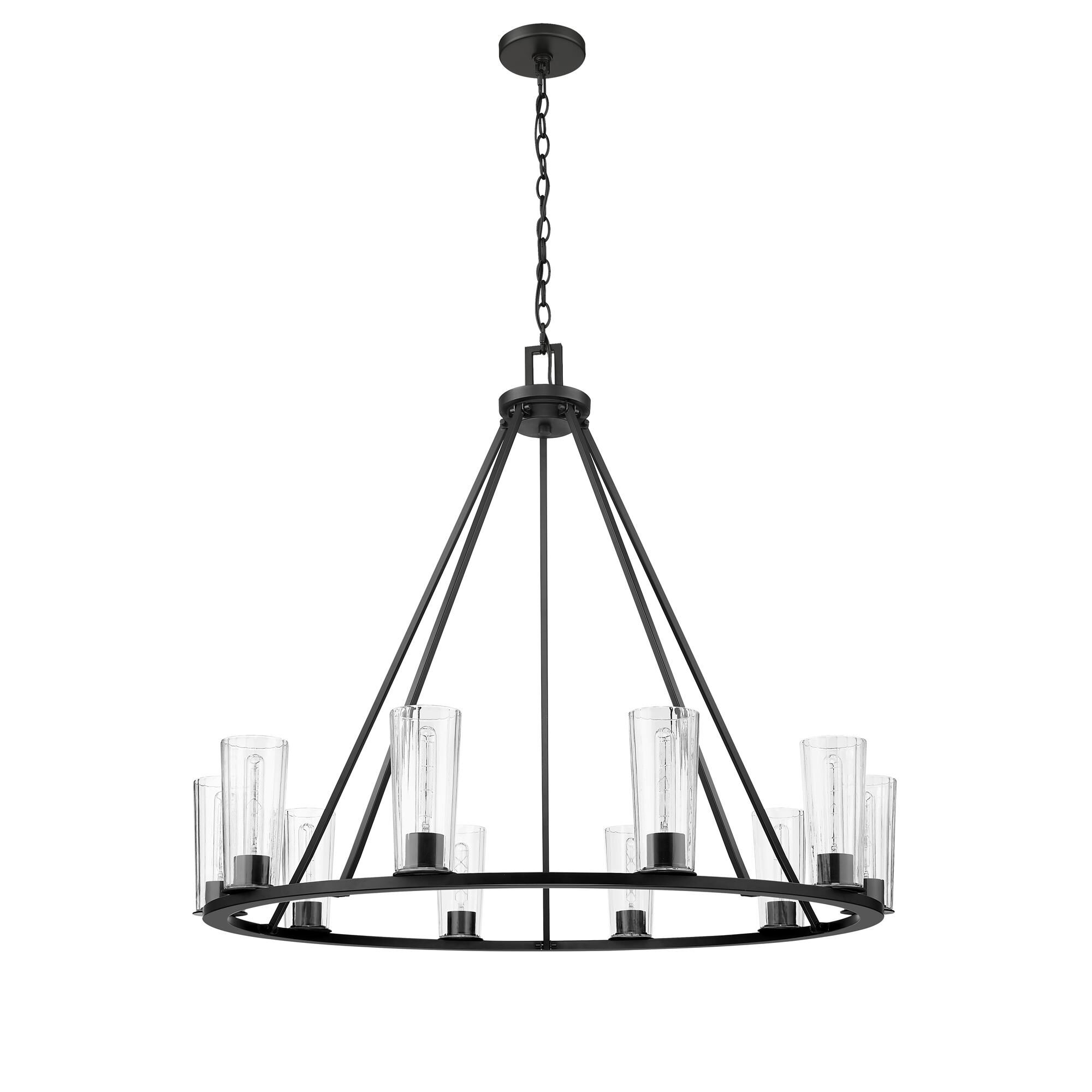 Shown in Matte Black finish and Clear glass and Clear shade
