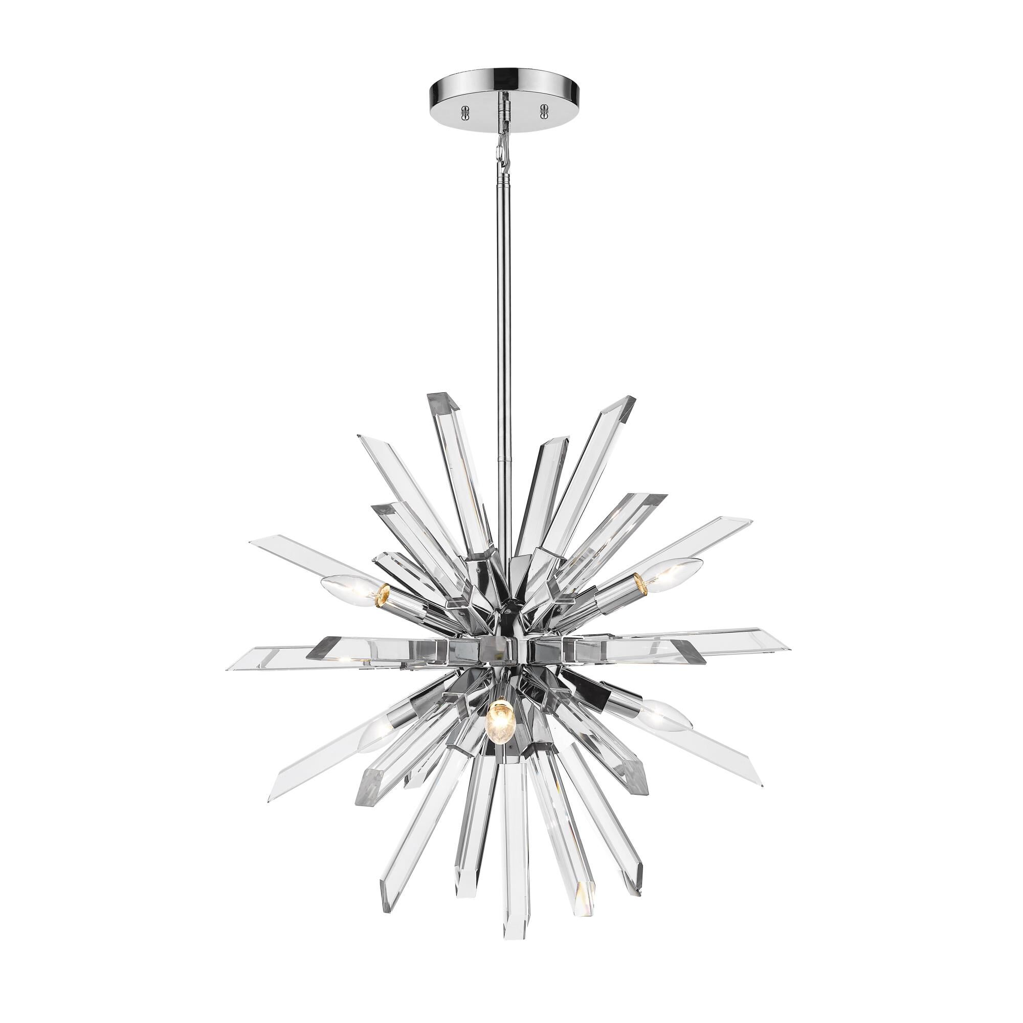 Shown in Chrome finish and Crystal glass and Crystal shade