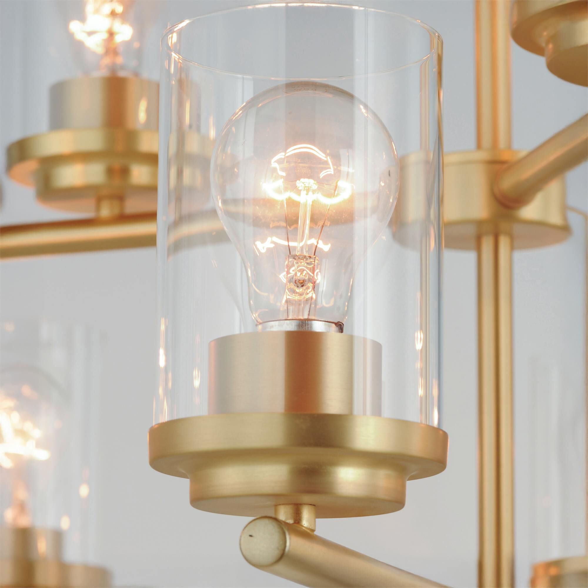 Shown in Satin Brass finish and Clear glass