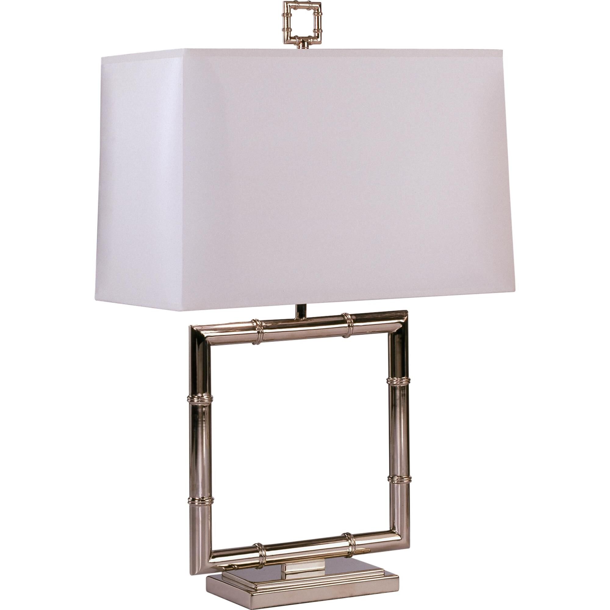 Shown in Polished Nickel finish and White Parchment with Silver Tortoise Lining shade