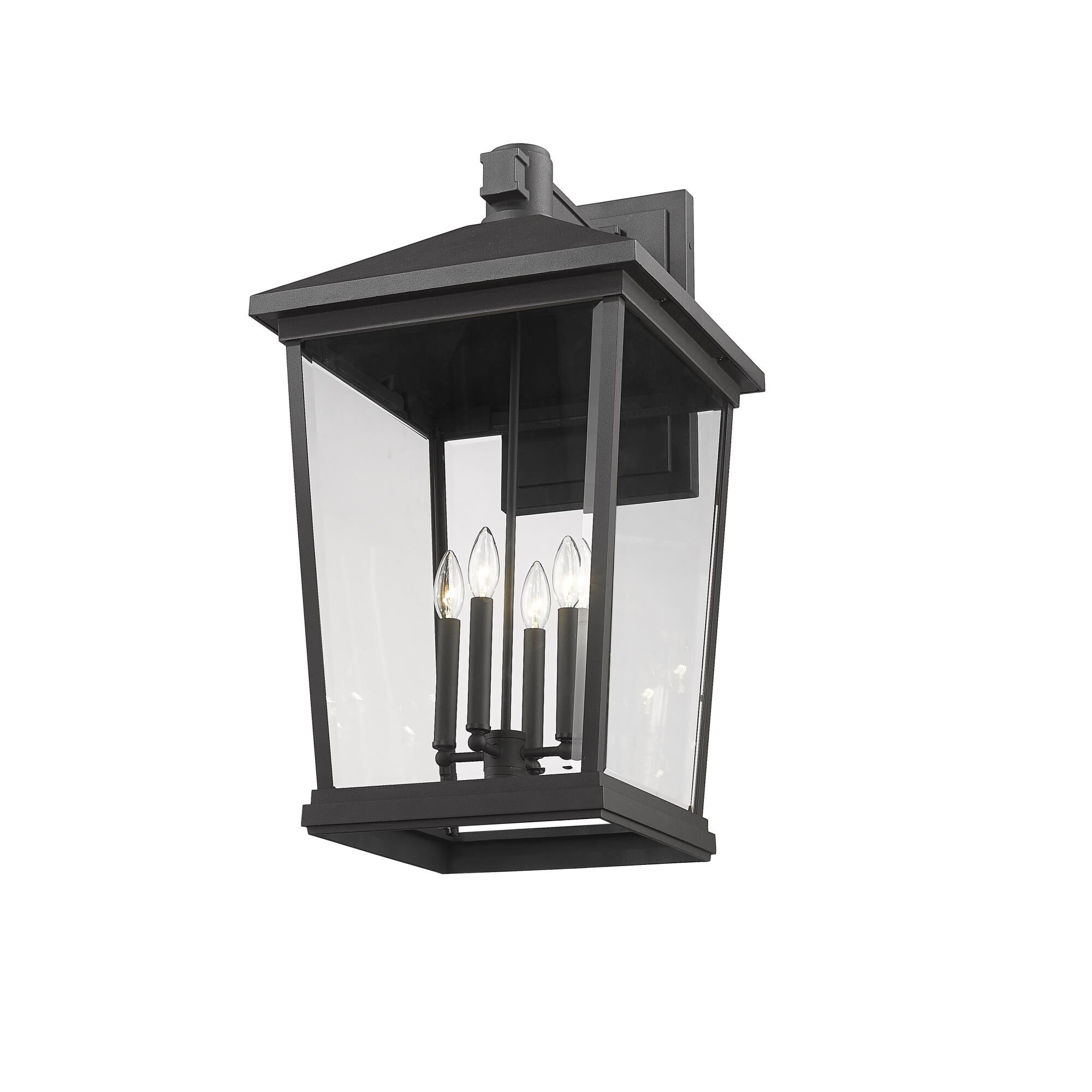 Shown in Black finish and Glass shade
