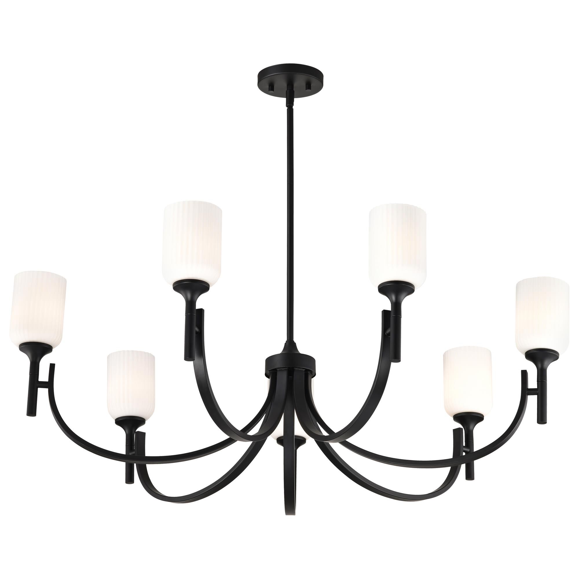 Shown in Matte Black finish and Frosted Ribbed glass