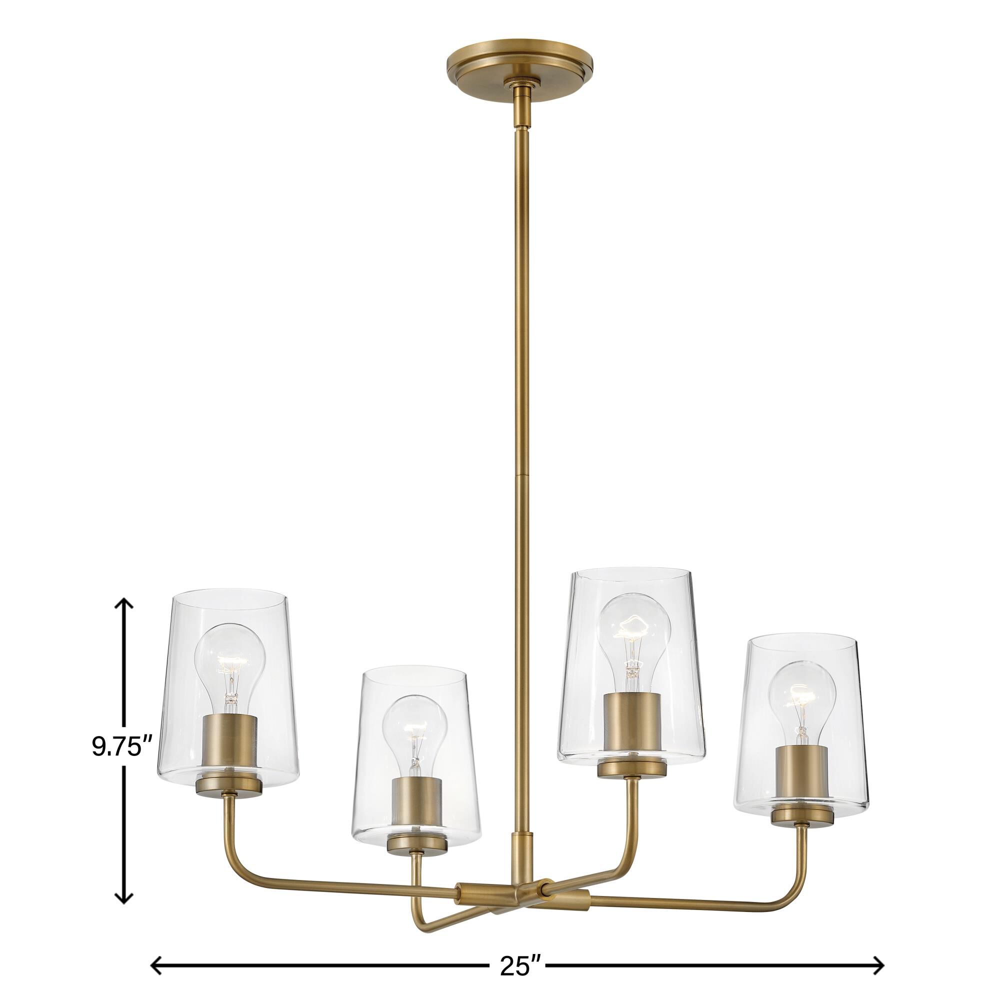 Shown in Lacquered Brass finish and Clear glass