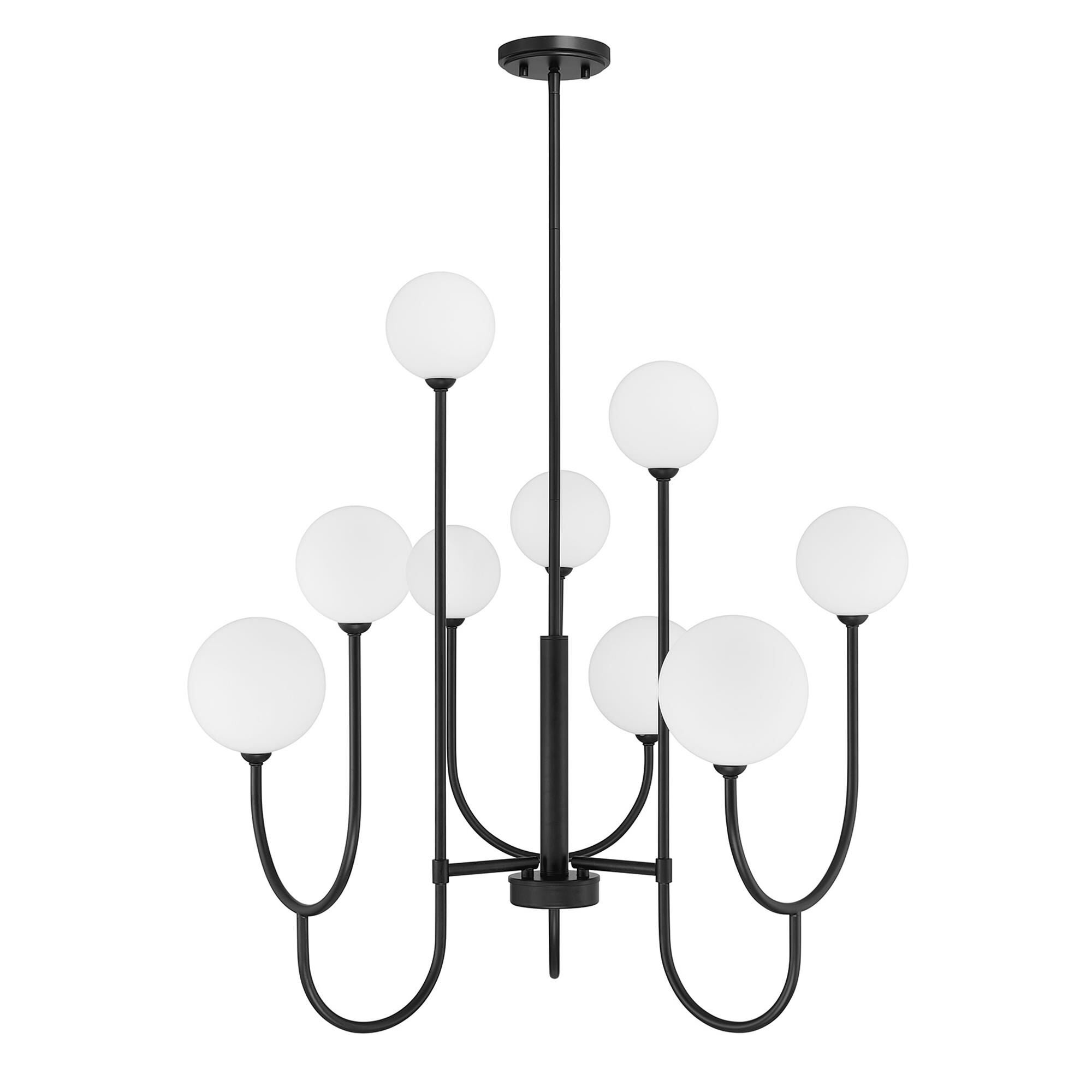 Shown in Matte Black finish and White Opal glass