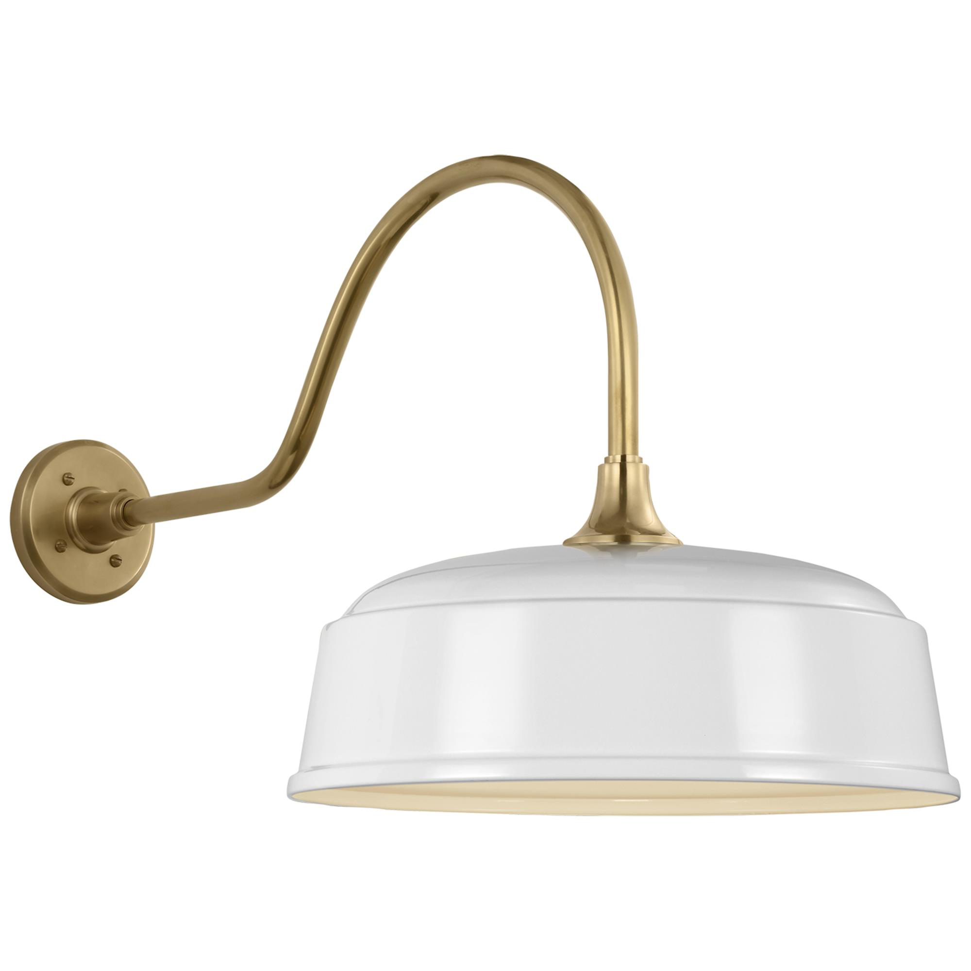 Shown in Hand-Rubbed Antique Brass finish and White Rockhouse shade