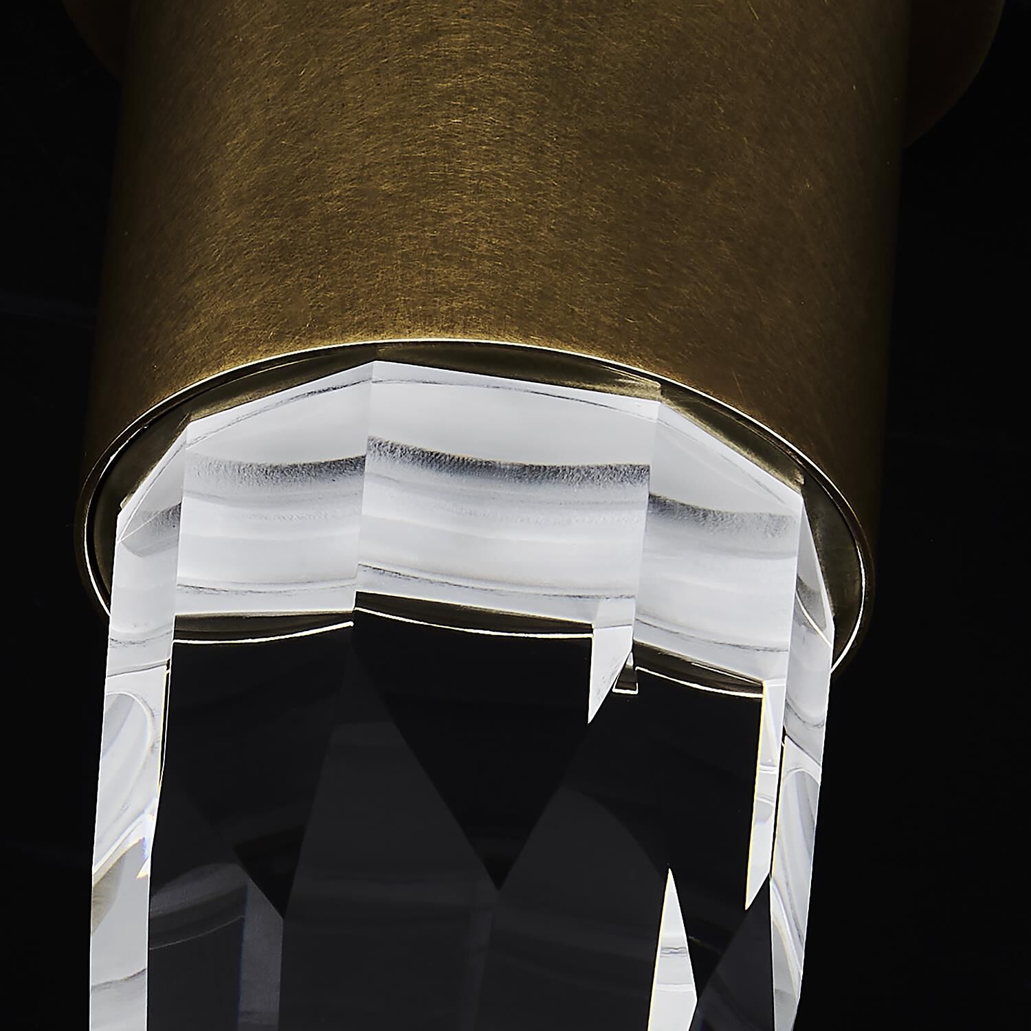 Shown in True Brass finish and Clear crystal