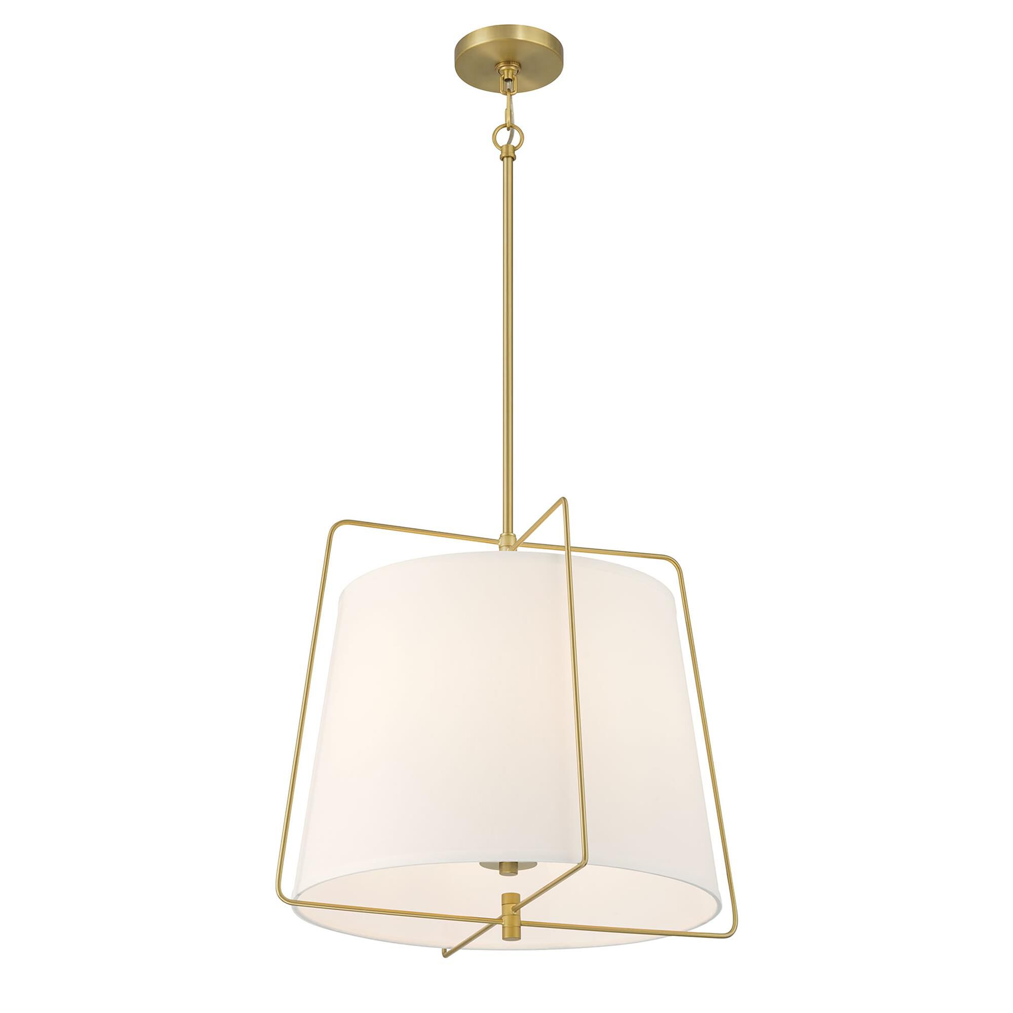 Shown in Vintage Brass finish and White glass