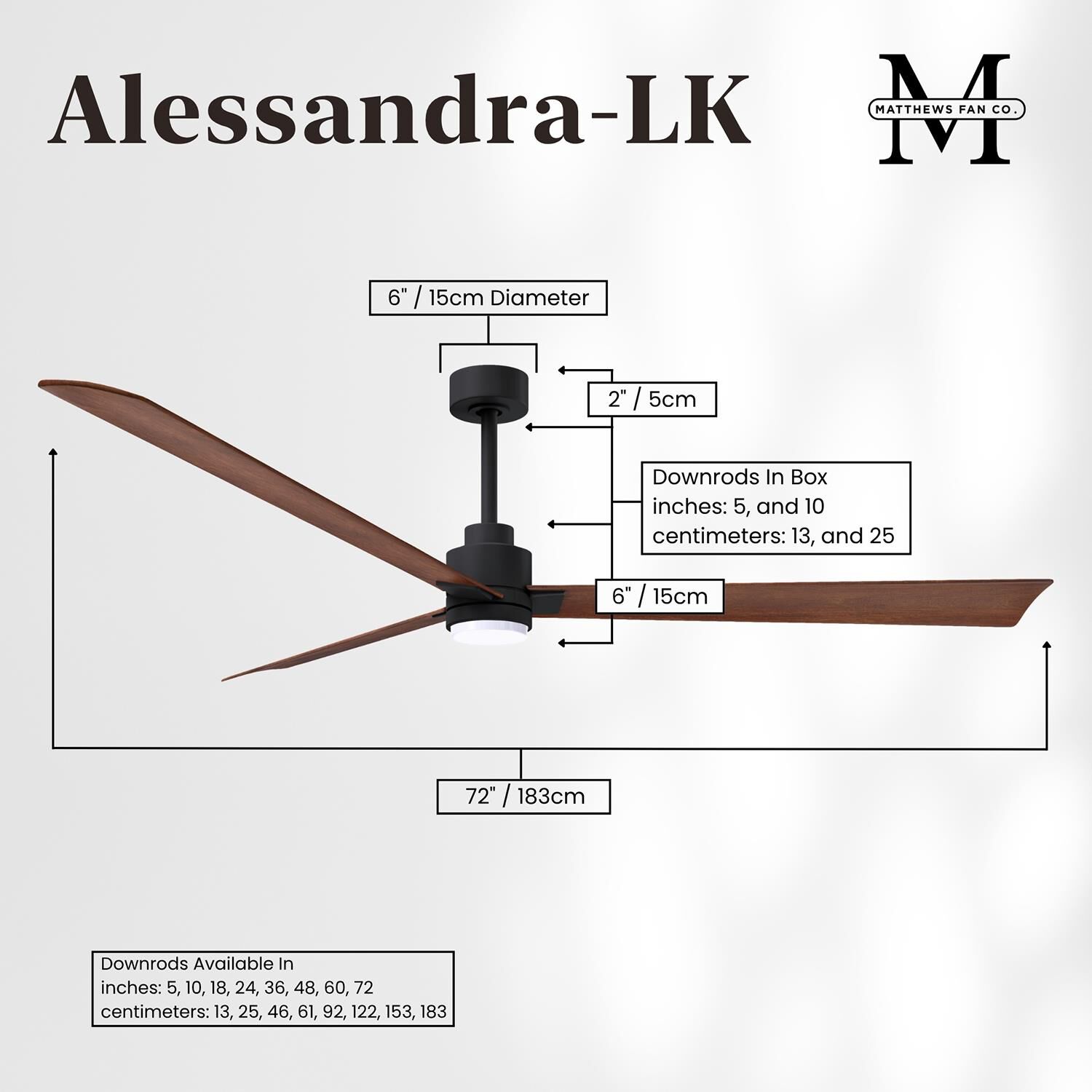 Alessandra 72 Inch Ceiling Fan by Matthews Fan Company