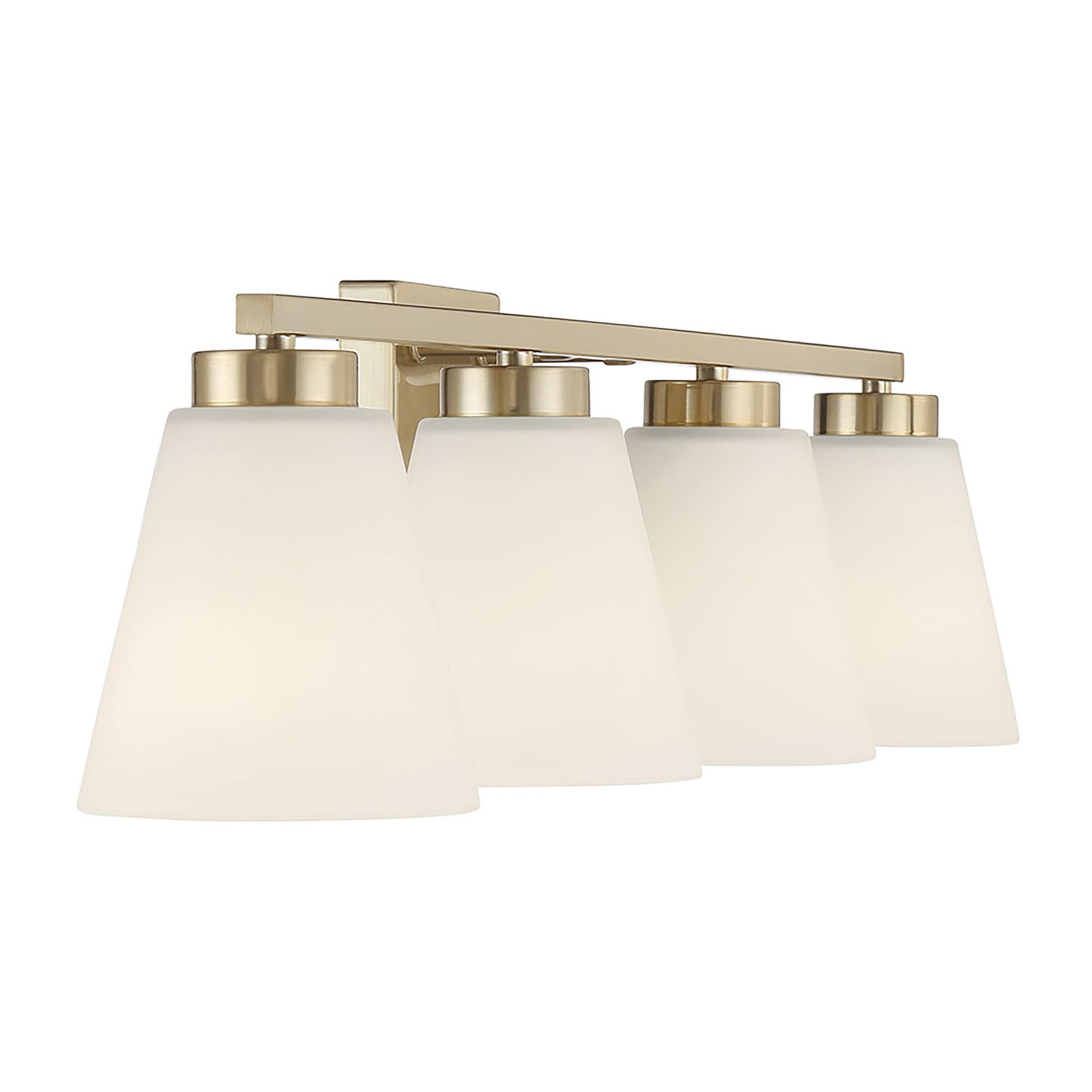 Shown in Modern Gold finish and White Frosted glass