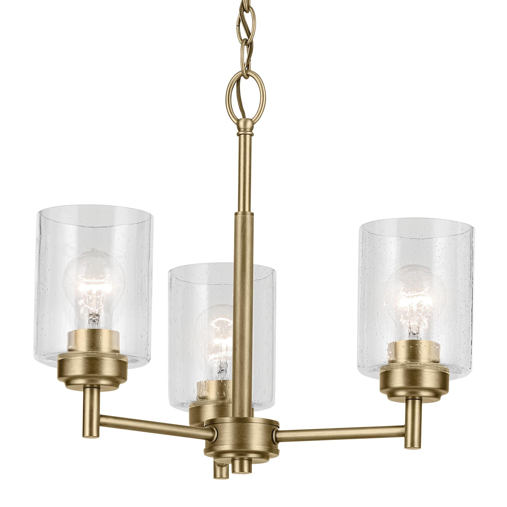 Shown in Natural Brass finish and Clear Seeded glass