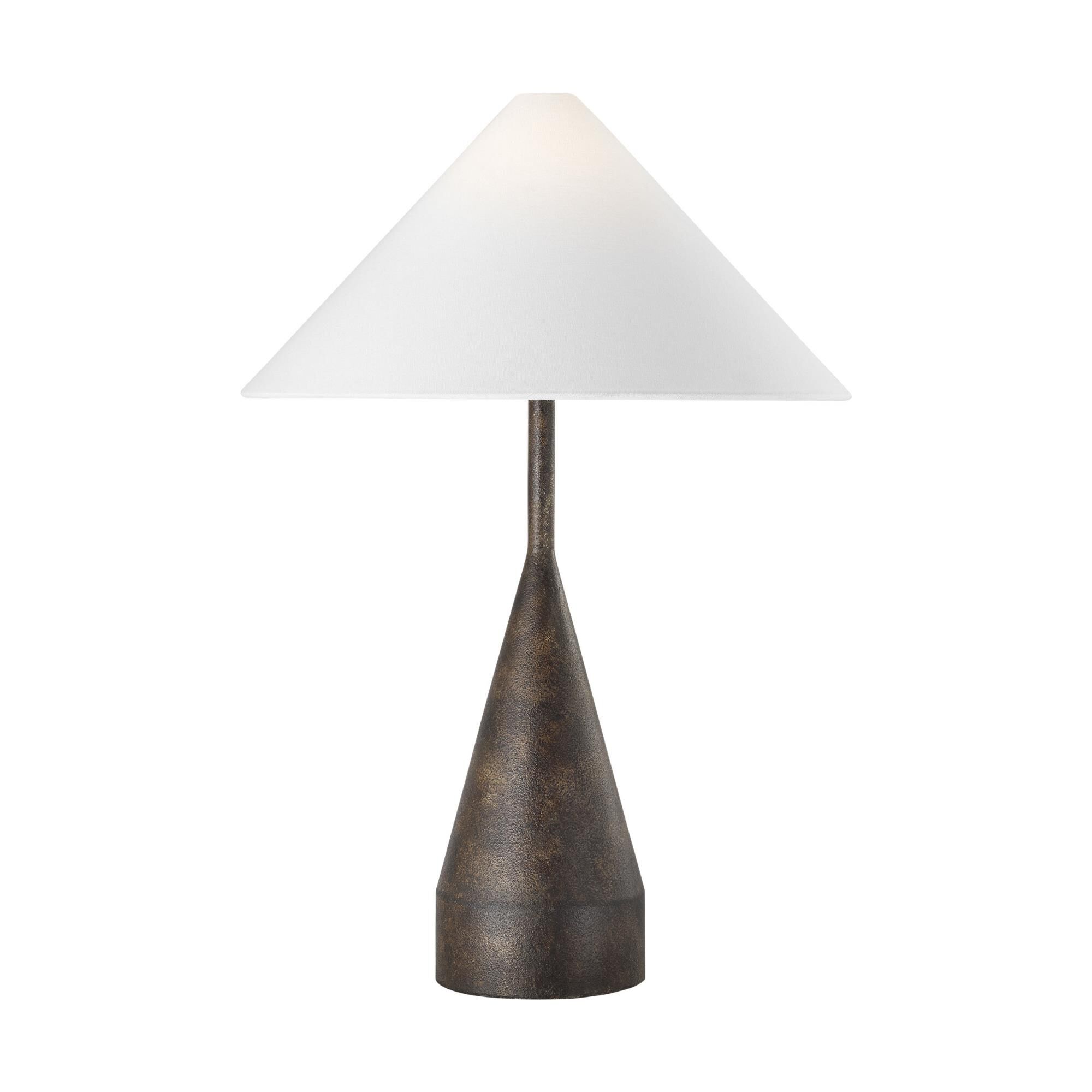 Shown in Rustic Bronze finish and White Linen shade