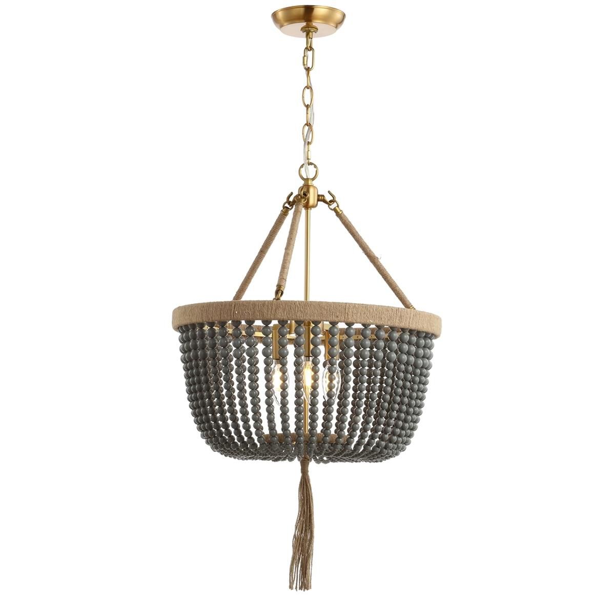 Shown in Brass Gold and Dark Grey finish and Rope and Grey Bead  shade