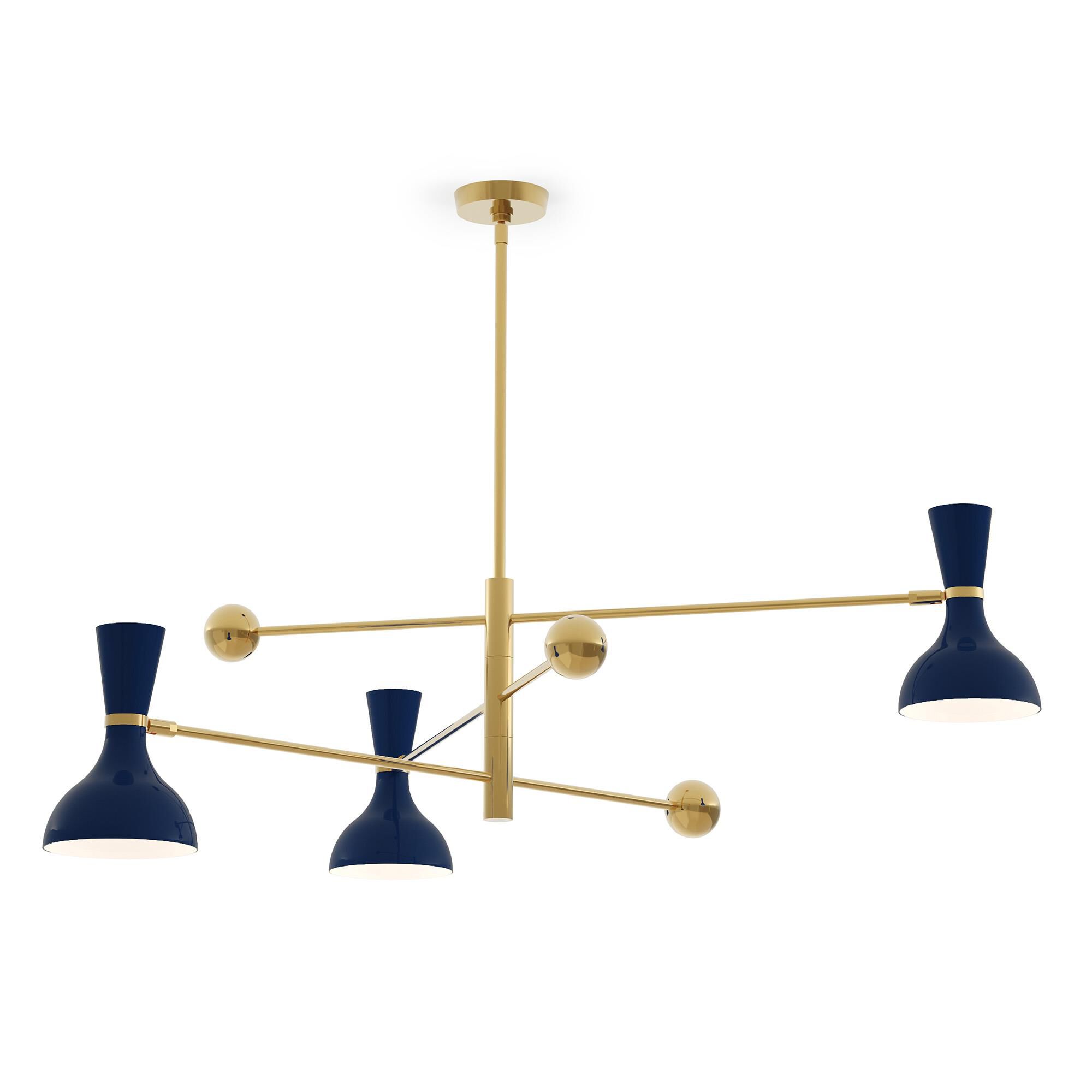 Shown in Modern Brass finish and Midnight Blue shade