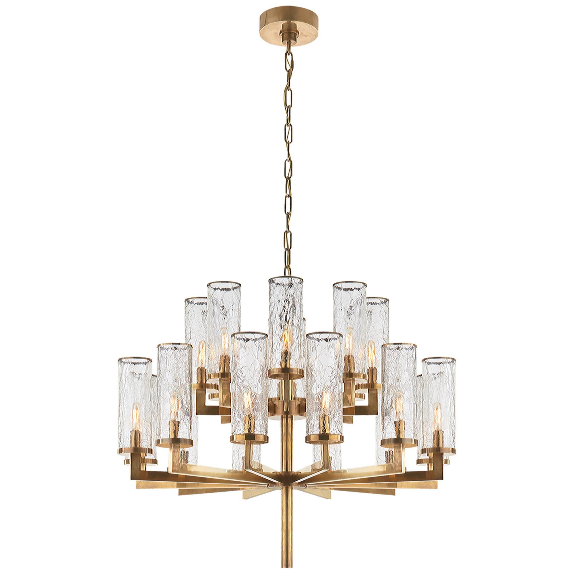 Shown in Antique-Burnished Brass finish and Crackle glass