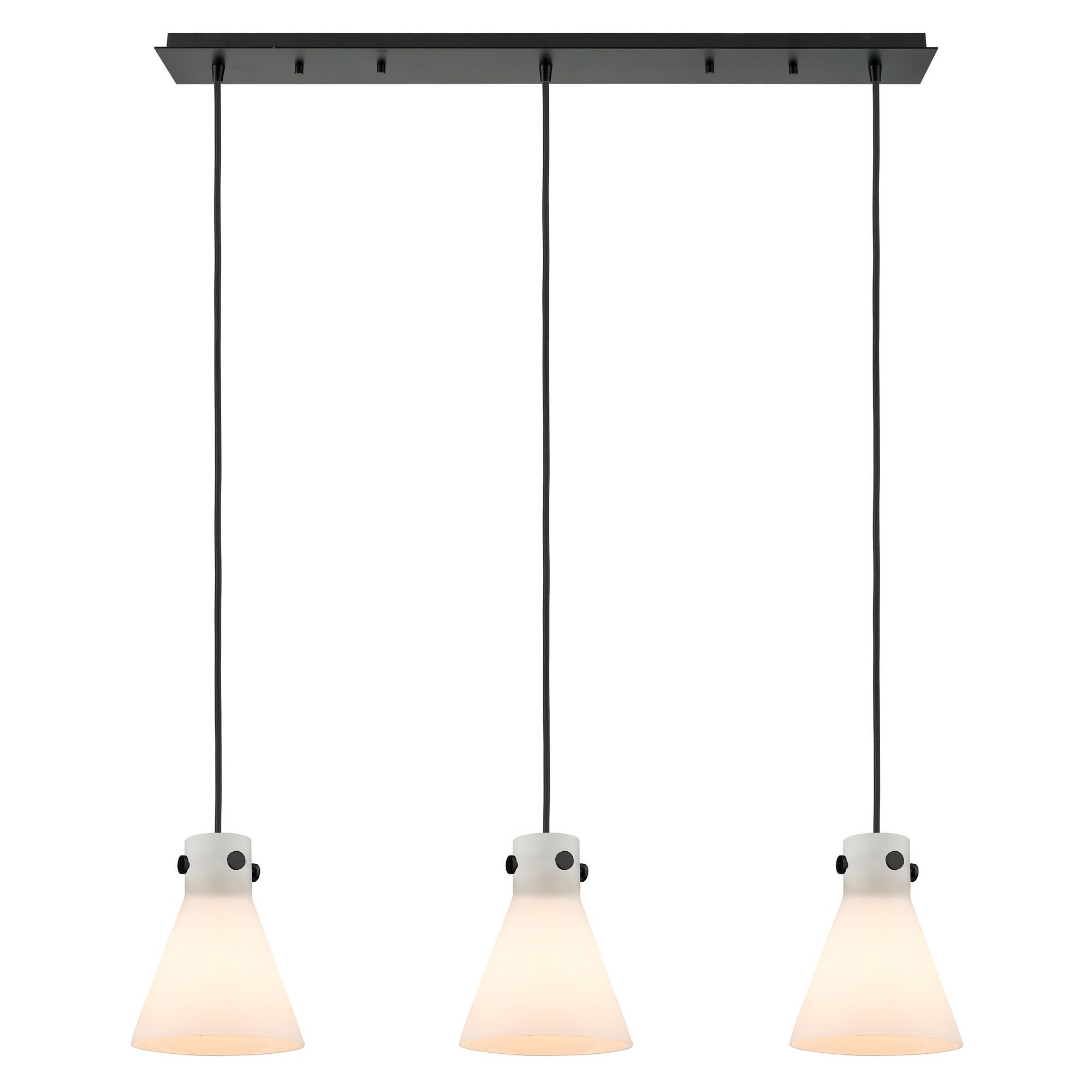 Shown in Matte Black finish and White glass and White Glass shade