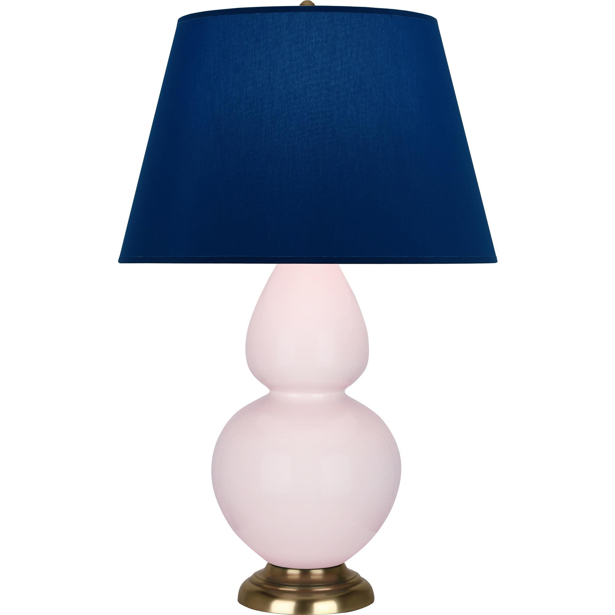 Shown in Rose Water Glazed finish and Navy with Gray Lining shade and Antique Brass accent