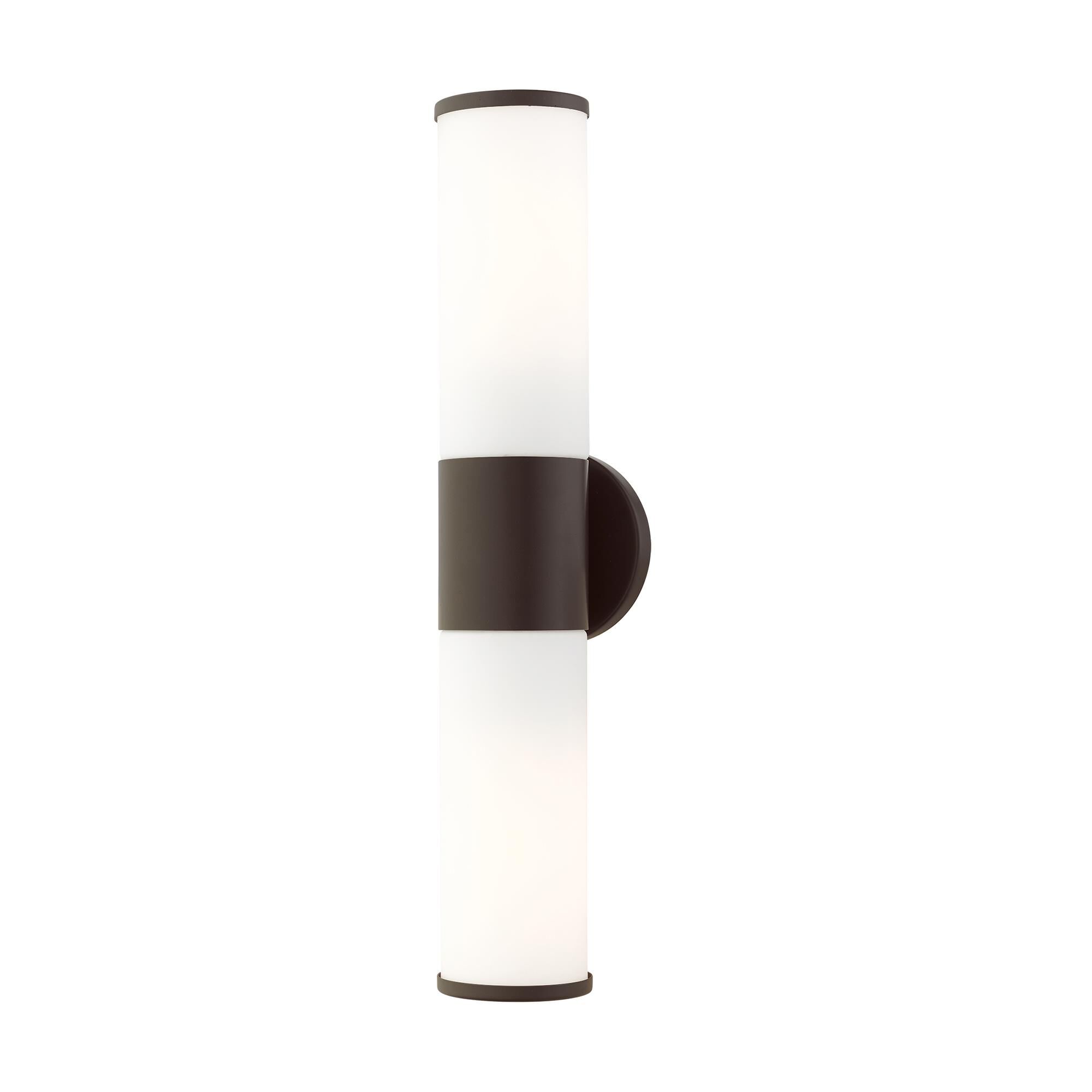 Shown in Bronze finish and Satin Opal White glass