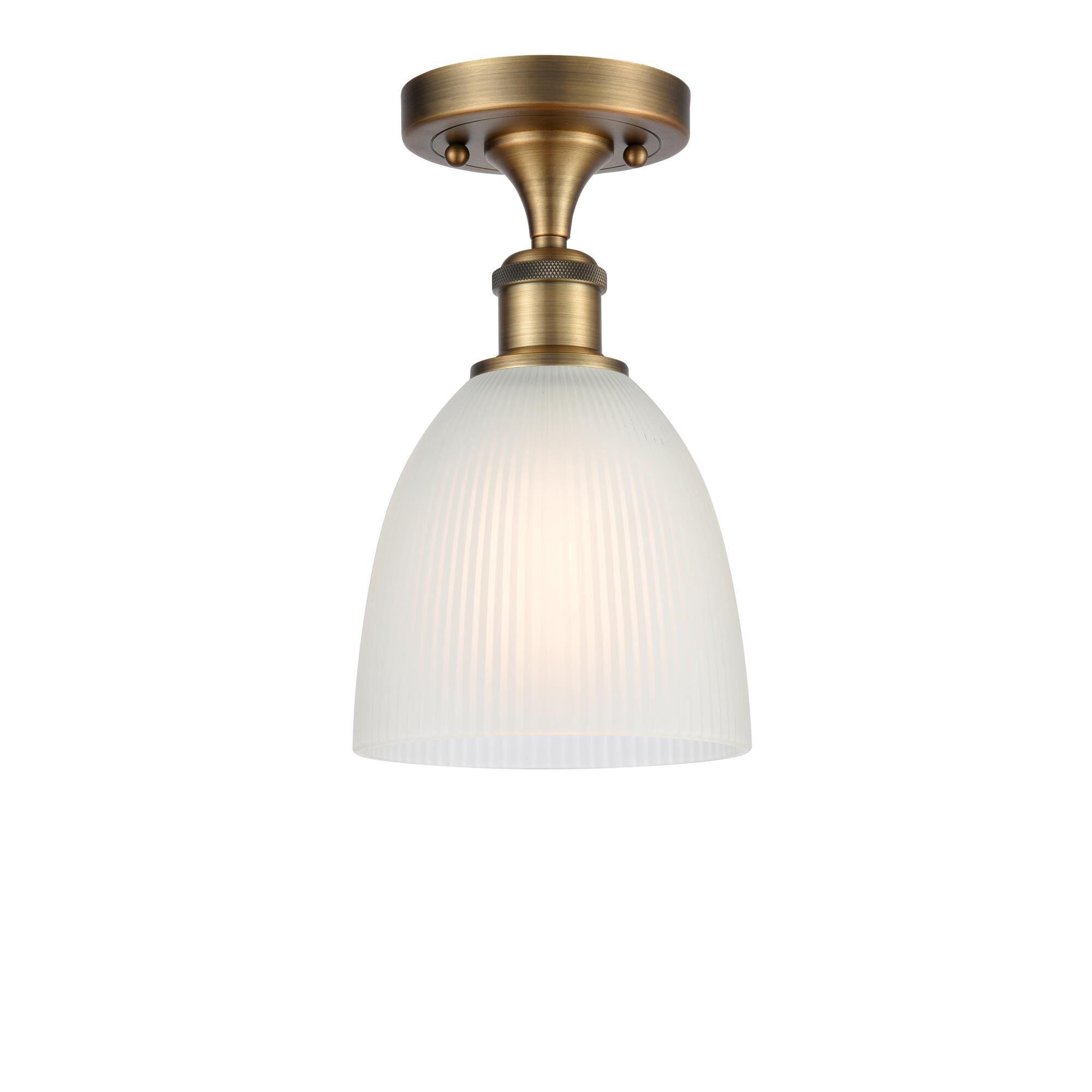 Shown in Brushed Brass finish and White Castile glass