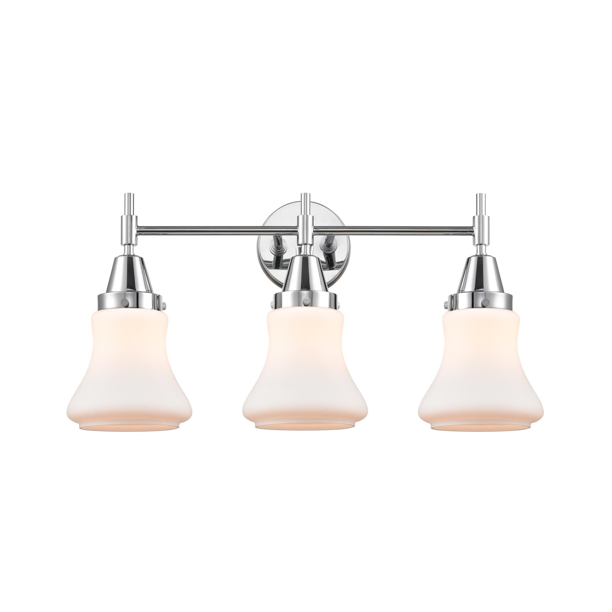 Shown in Polished Chrome finish and Matte White Cased Large Cone glass