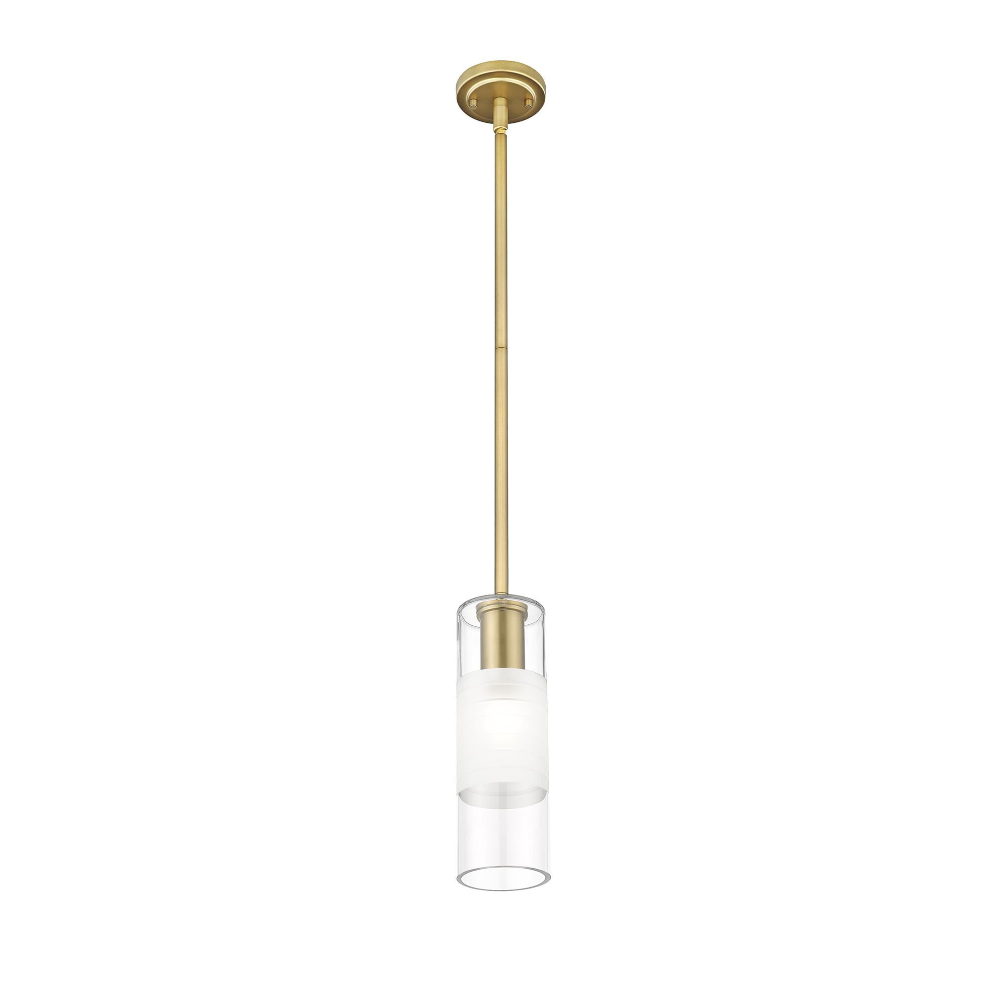 Shown in Modern Gold finish and Clear+frosted glass and Clear+frosted shade