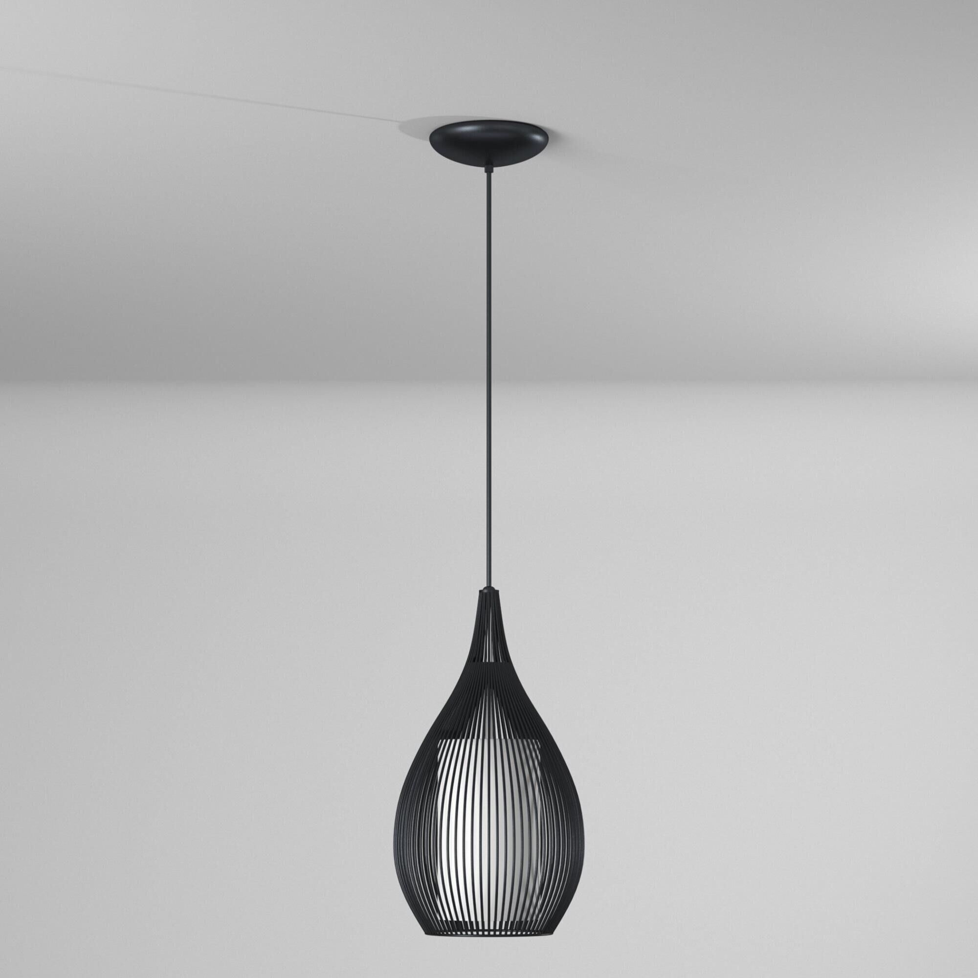 Shown in Black finish and Opal Satinated glass and Dome shade