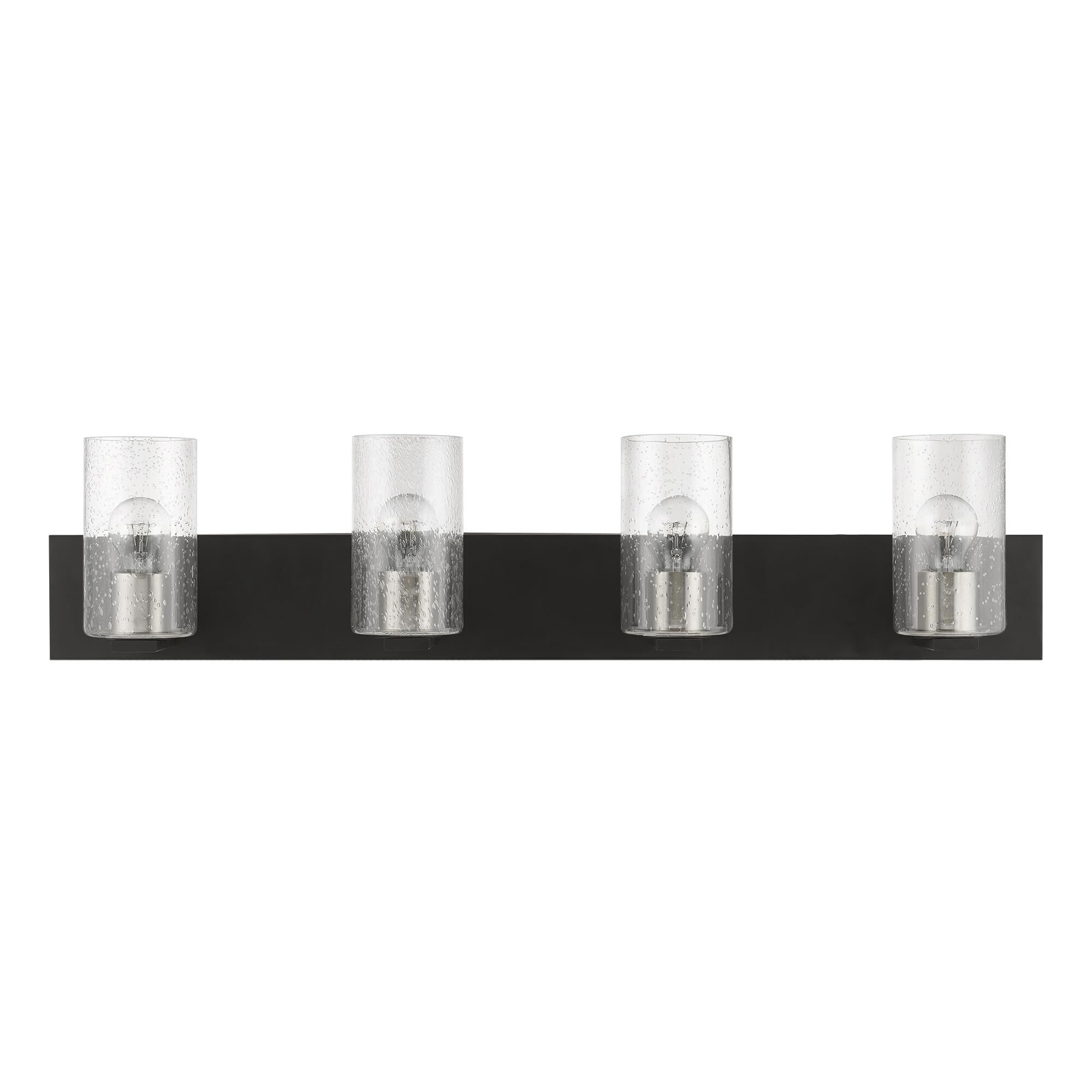 Shown in Black with Brushed Nickel Accents finish and Clear Seeded glass