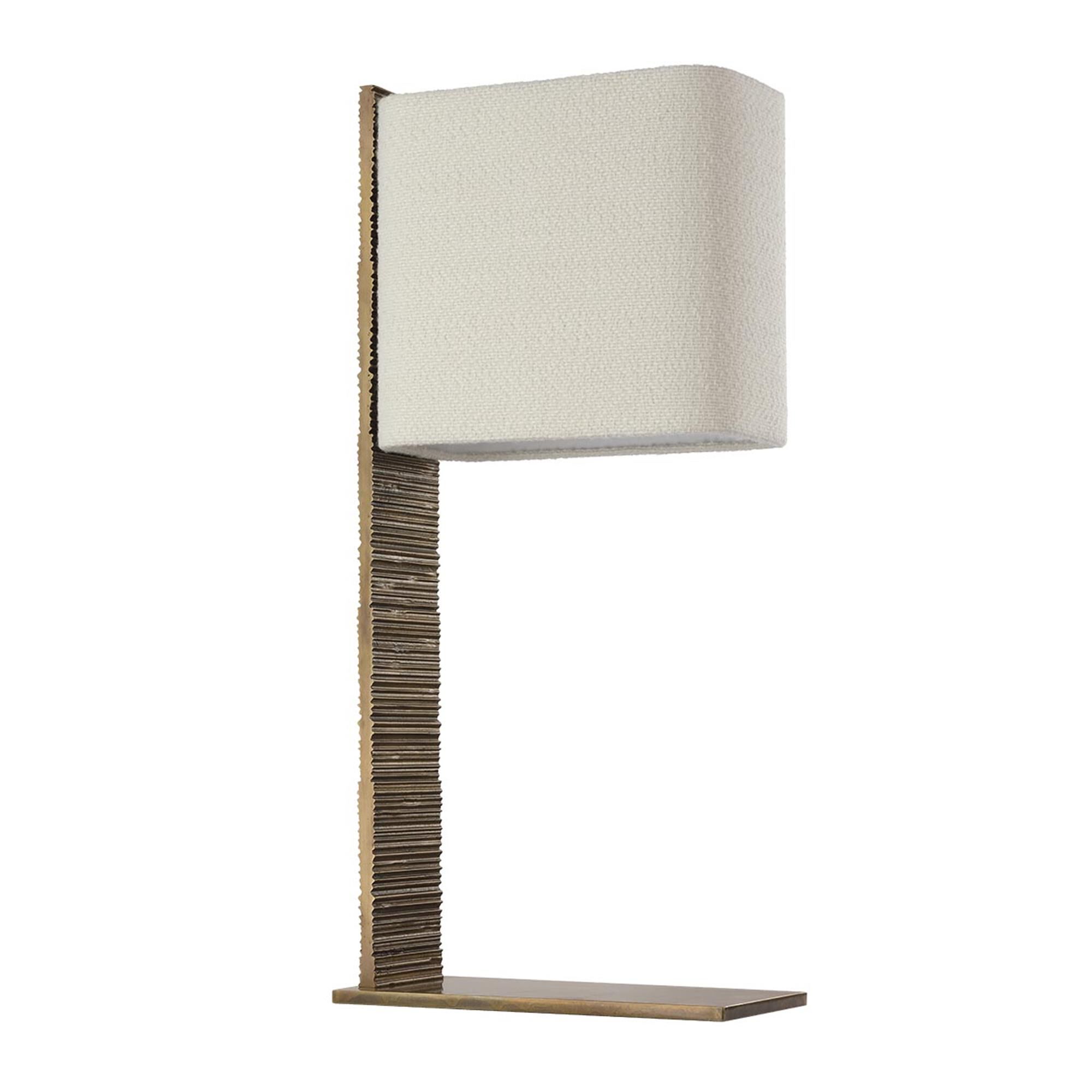 Shown in Ridged Tombac finish and Boucle Rectangle shade