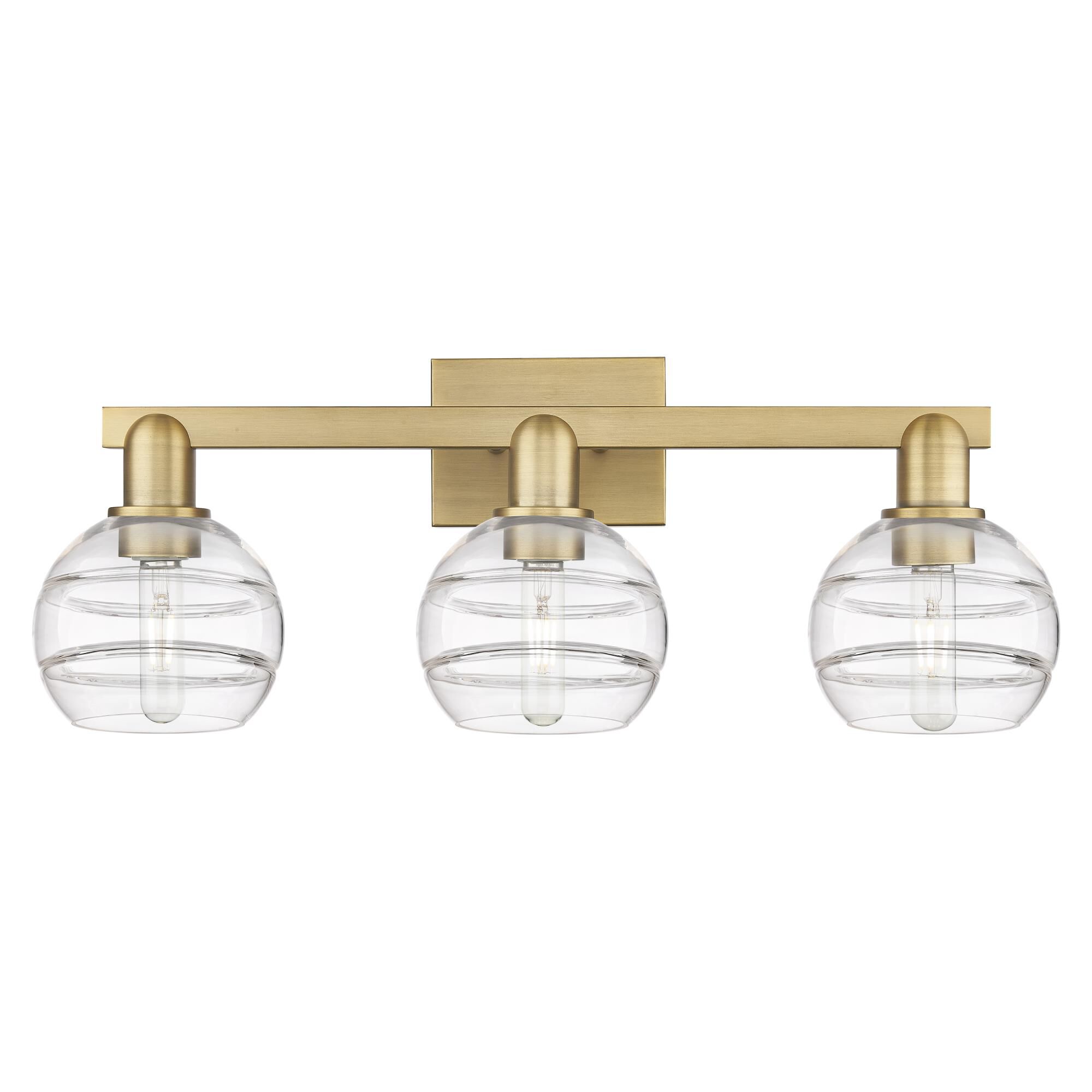 Shown in Brushed Brass finish and Clear glass