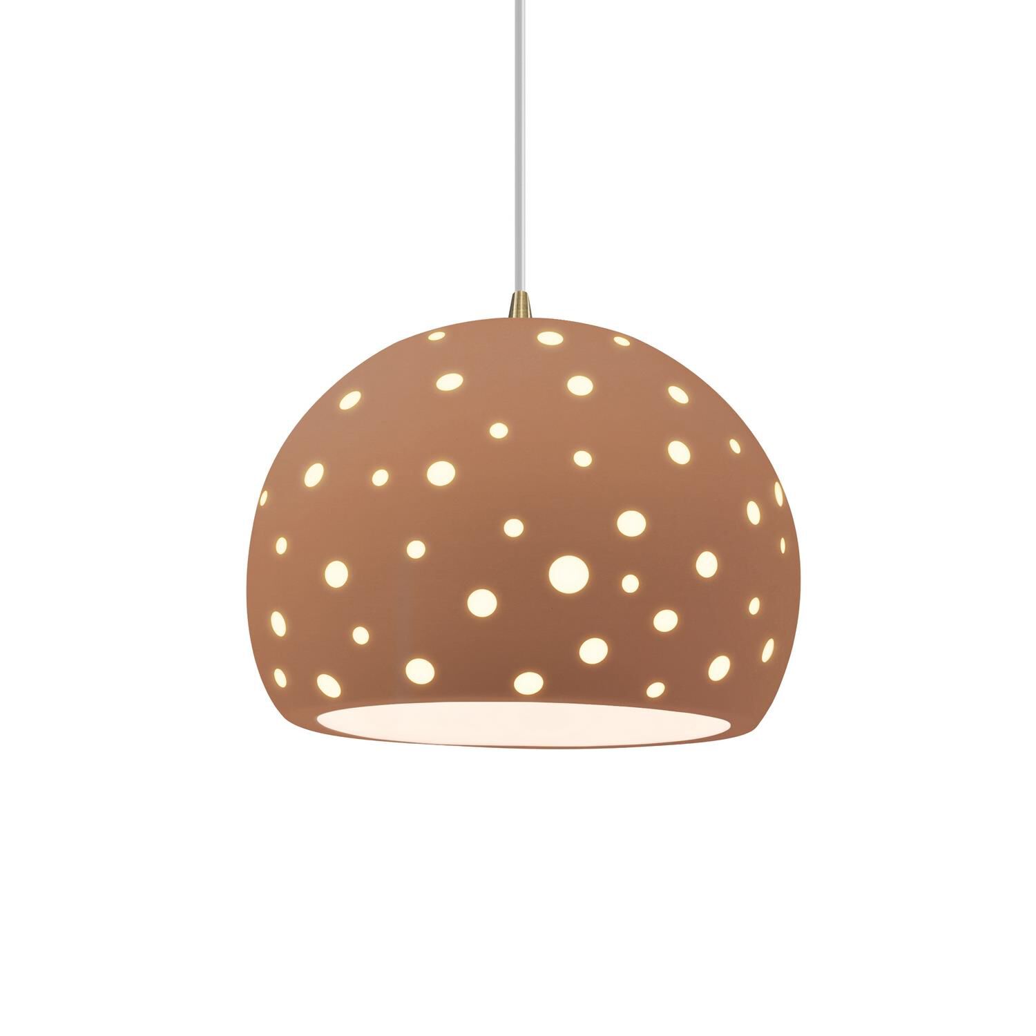 Shown in Antique Brass finish and Adobe shade