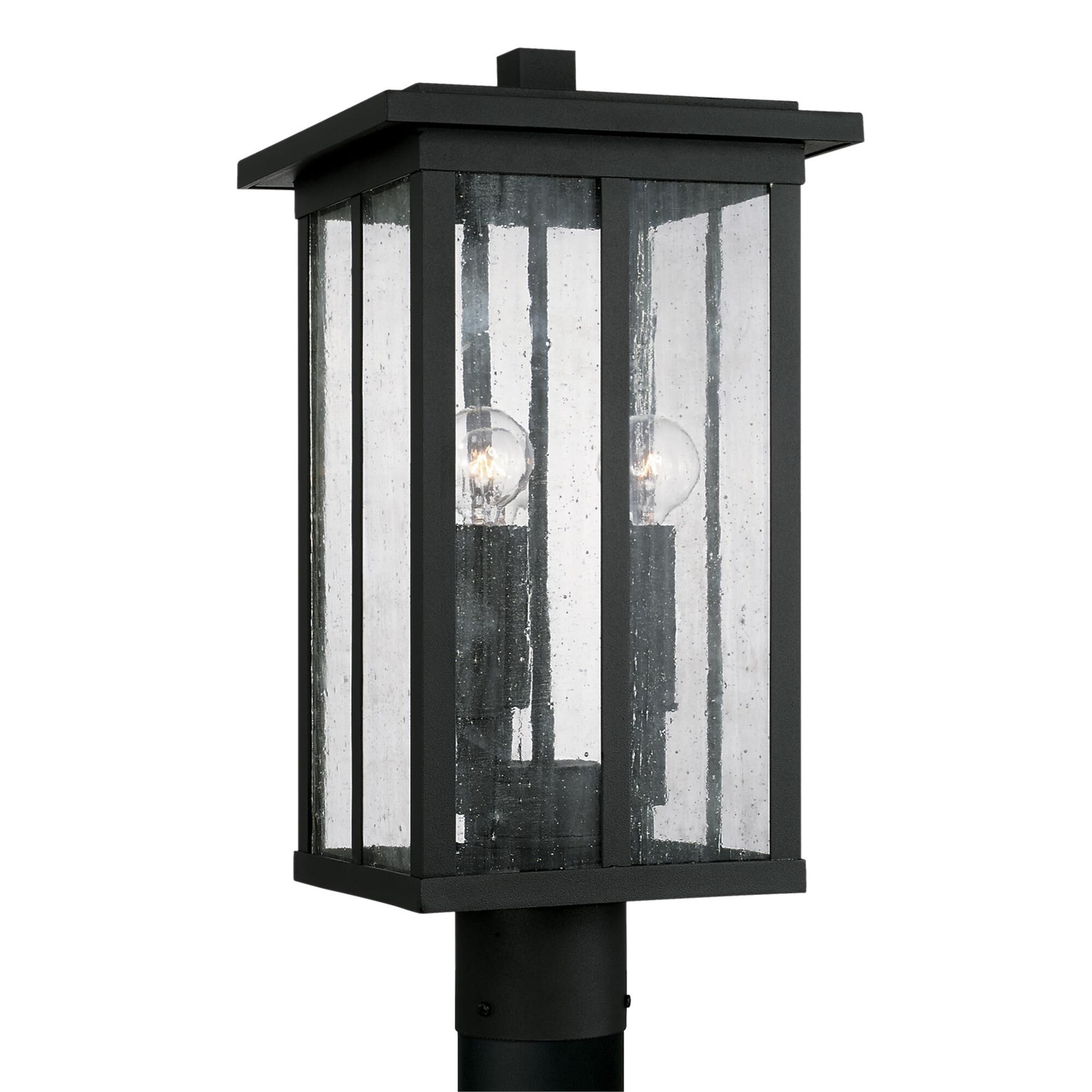 Shown in Black finish and Antiqued glass